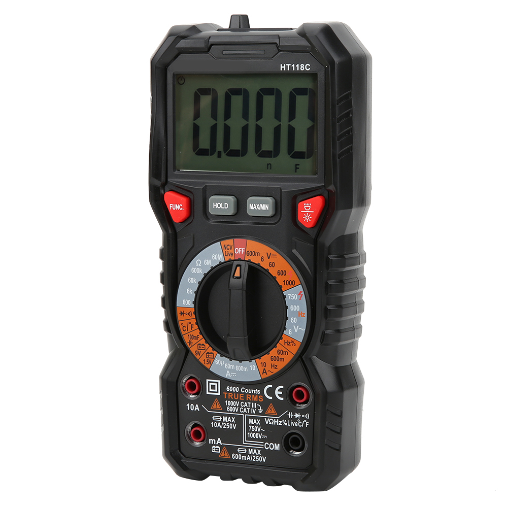 Digitales Multimeter Mit Automatischer Bereichswahl, 6000 Zählern, Effektivwertanzeige Und Amperemeter Ht118c.