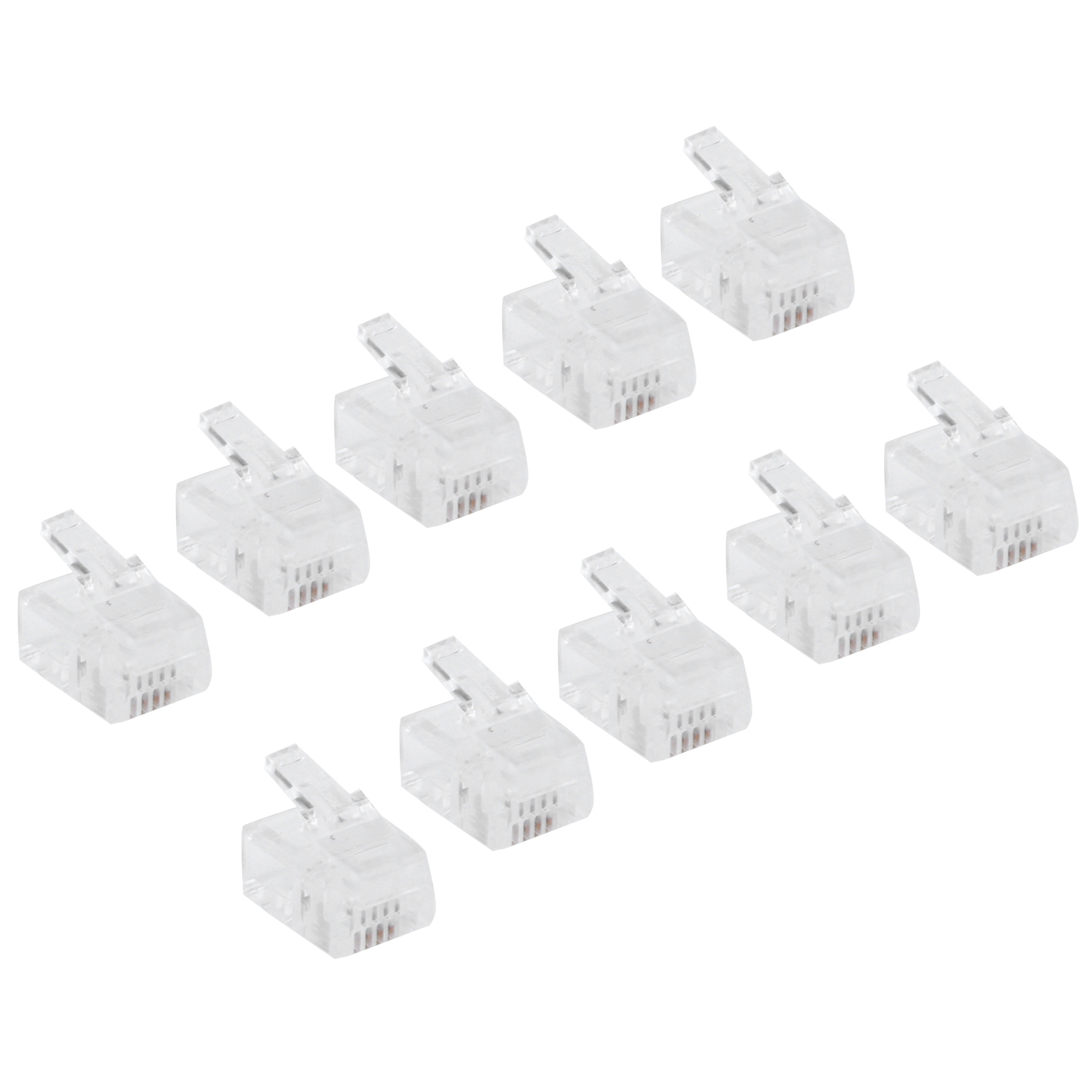 100 Stück 4-adrige 6p4c Ethernet-kristall-telefonstecker, Universelle Rj11-vergoldete Ethernet-kabelverbinder
