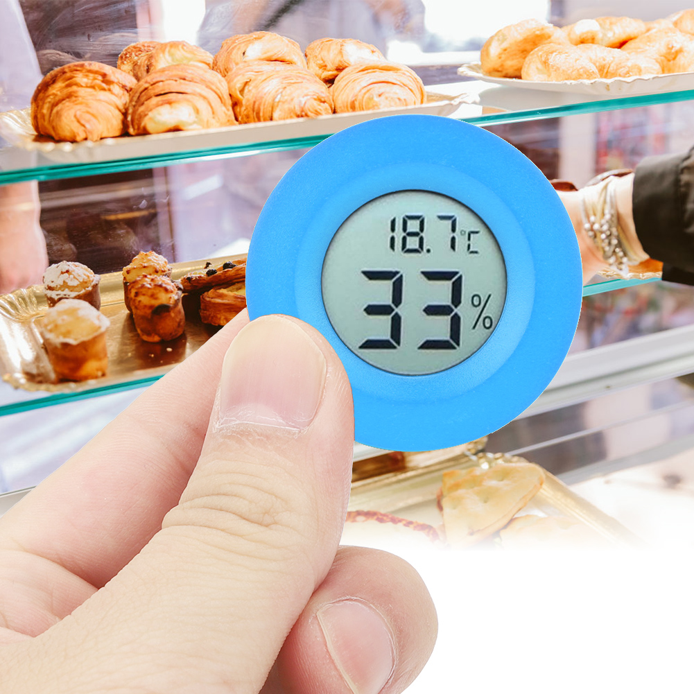 Miniatur-rundthermometer Mit Integriertem Lcd-display Und Hygrometer Für Den Innenbereich (blau)