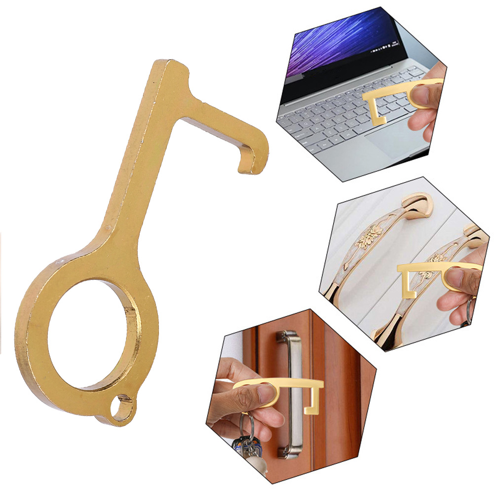 Set Mit 3 Berührungslosen Türöffnern, Tragbar, Leicht, Handwerkzeug, Hardware-zubehör, Zinklegierung (goldfarben)
