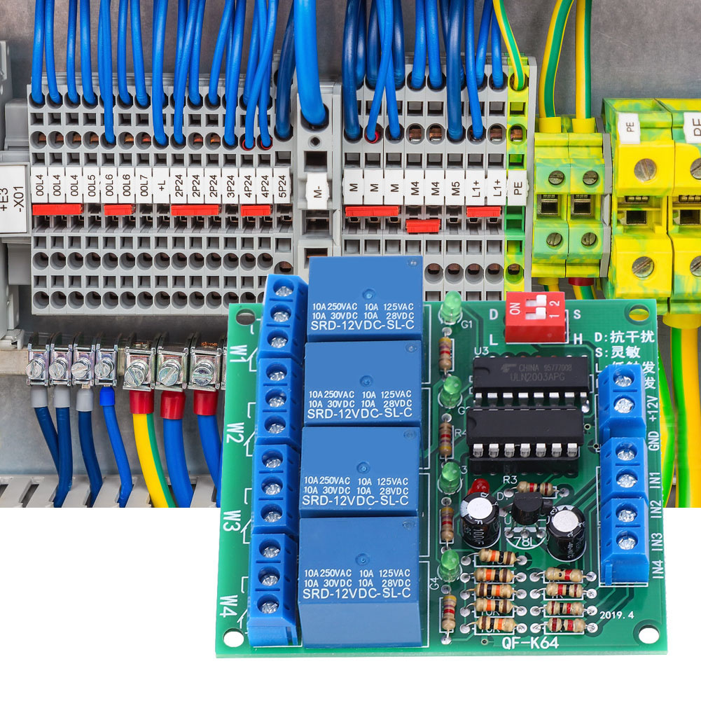 K64 A-12v 4-kanal-relaismodul, Einstellbare Empfindlichkeit, High/low-pegel-trigger, Selbstverriegelnder Schalter