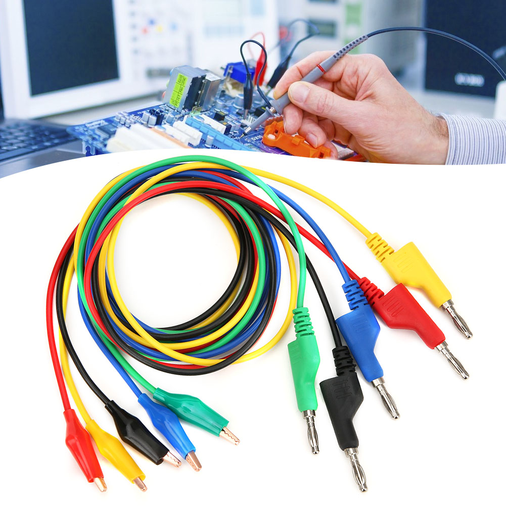P1044 5 Stück Messleitungen Mit 4-mm-bananenstecker, 1 M Lang, Für Multimeter, Faltbar