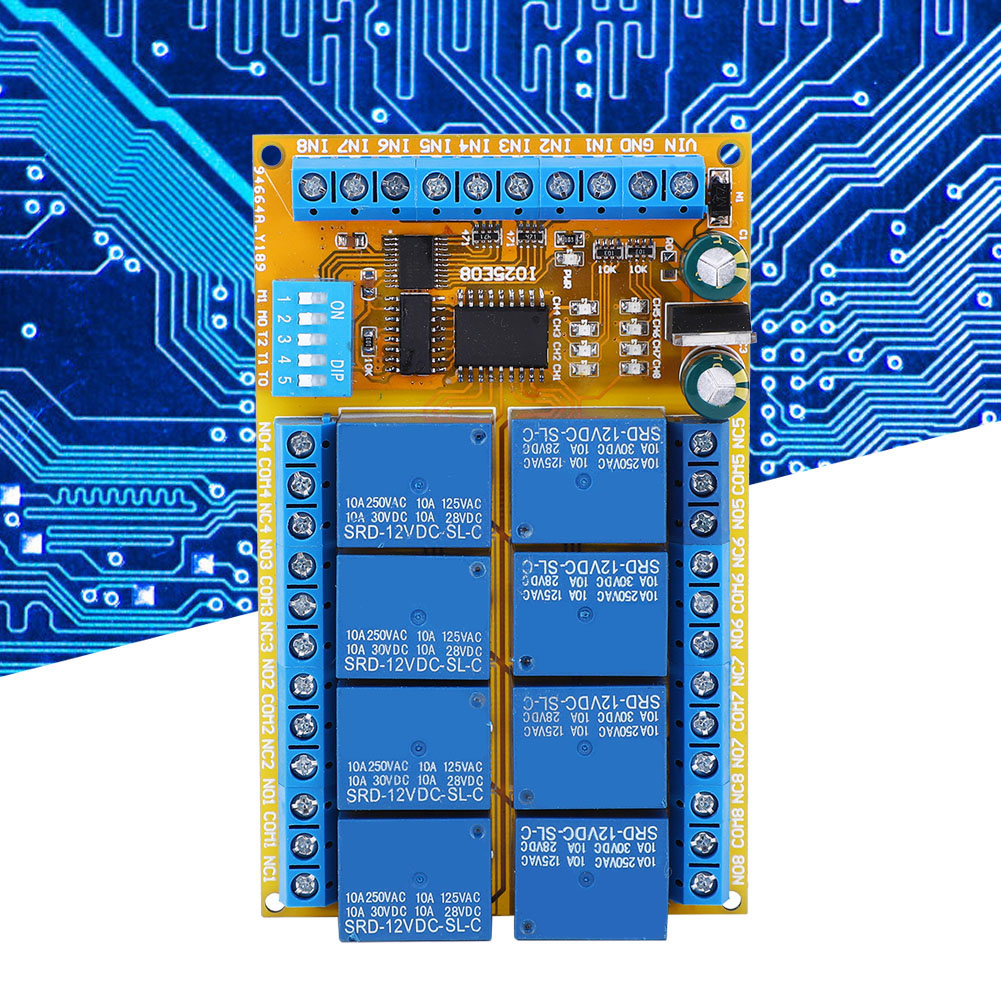 Io25e08 Relaismodul Multifunktionales 8-kanal-selbstverriegelungs-netzfiltermodul 5v 12v 24v (12v)