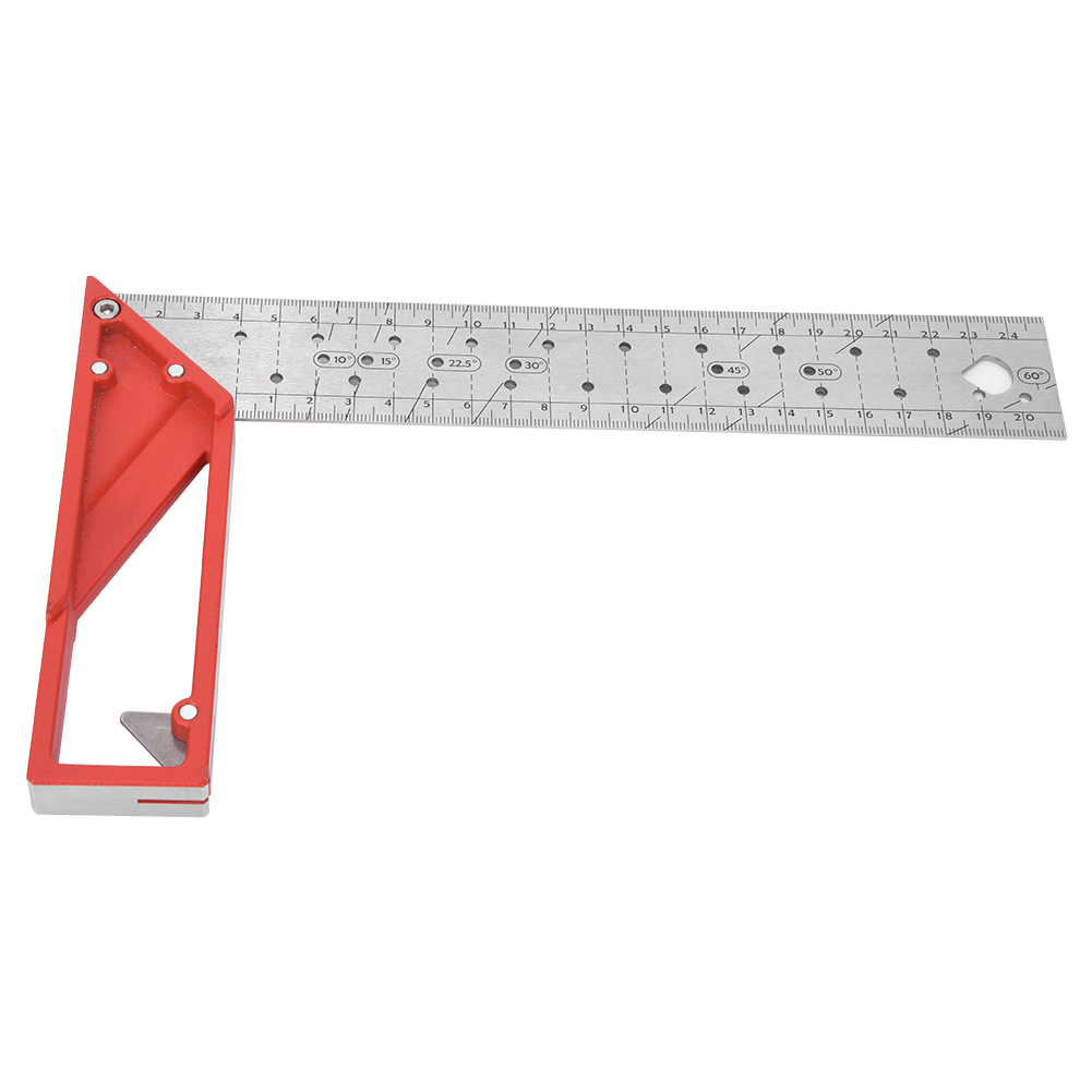 Quadratischer Zimmermannslineal Aus Edelstahl 45° / 90° Mit Polygon (25 Cm)