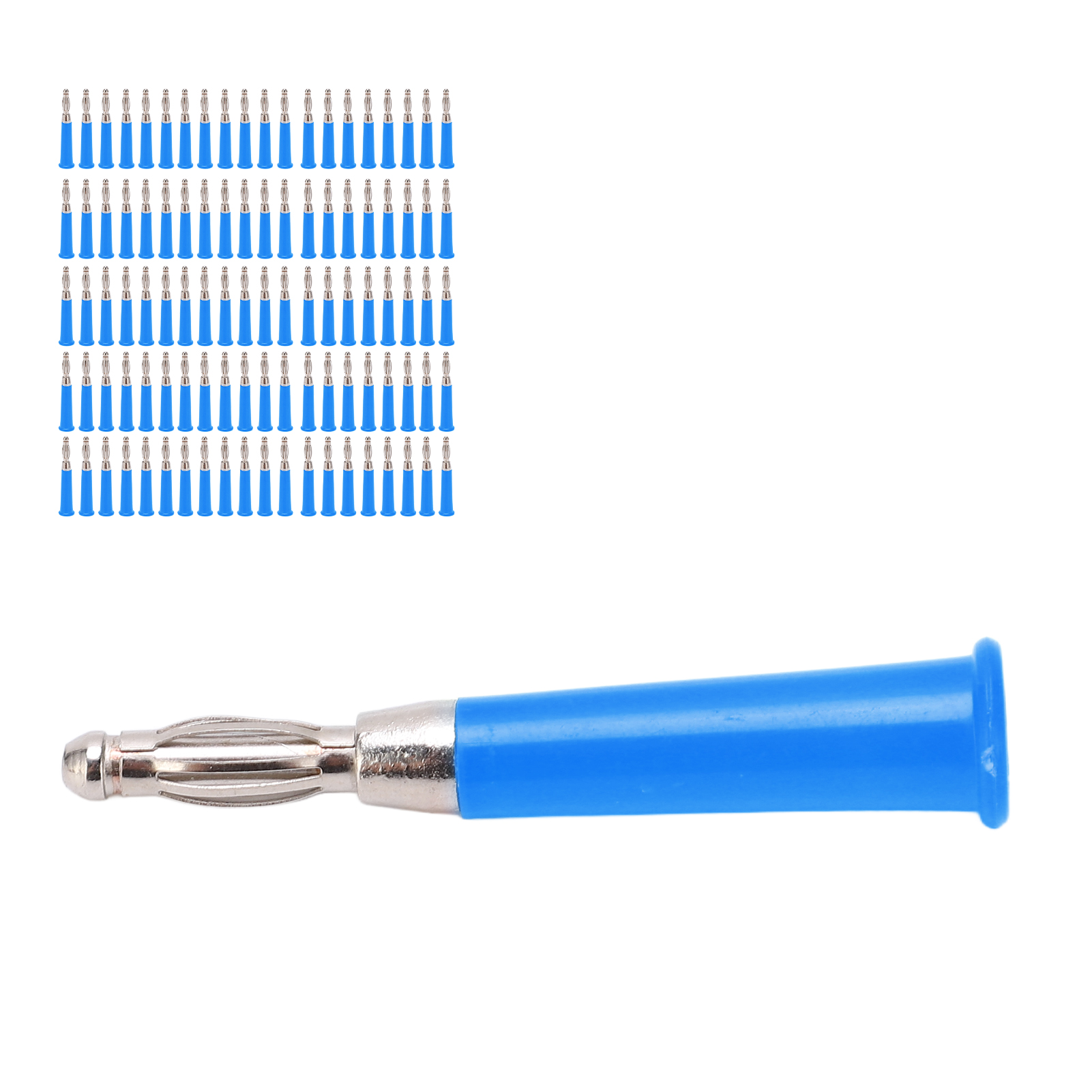 Satz Mit 100 Bananensteckern (4 Mm) Zum Schweißen In Maschinen Und Geräten, Artikelnummer J.10010, Blau