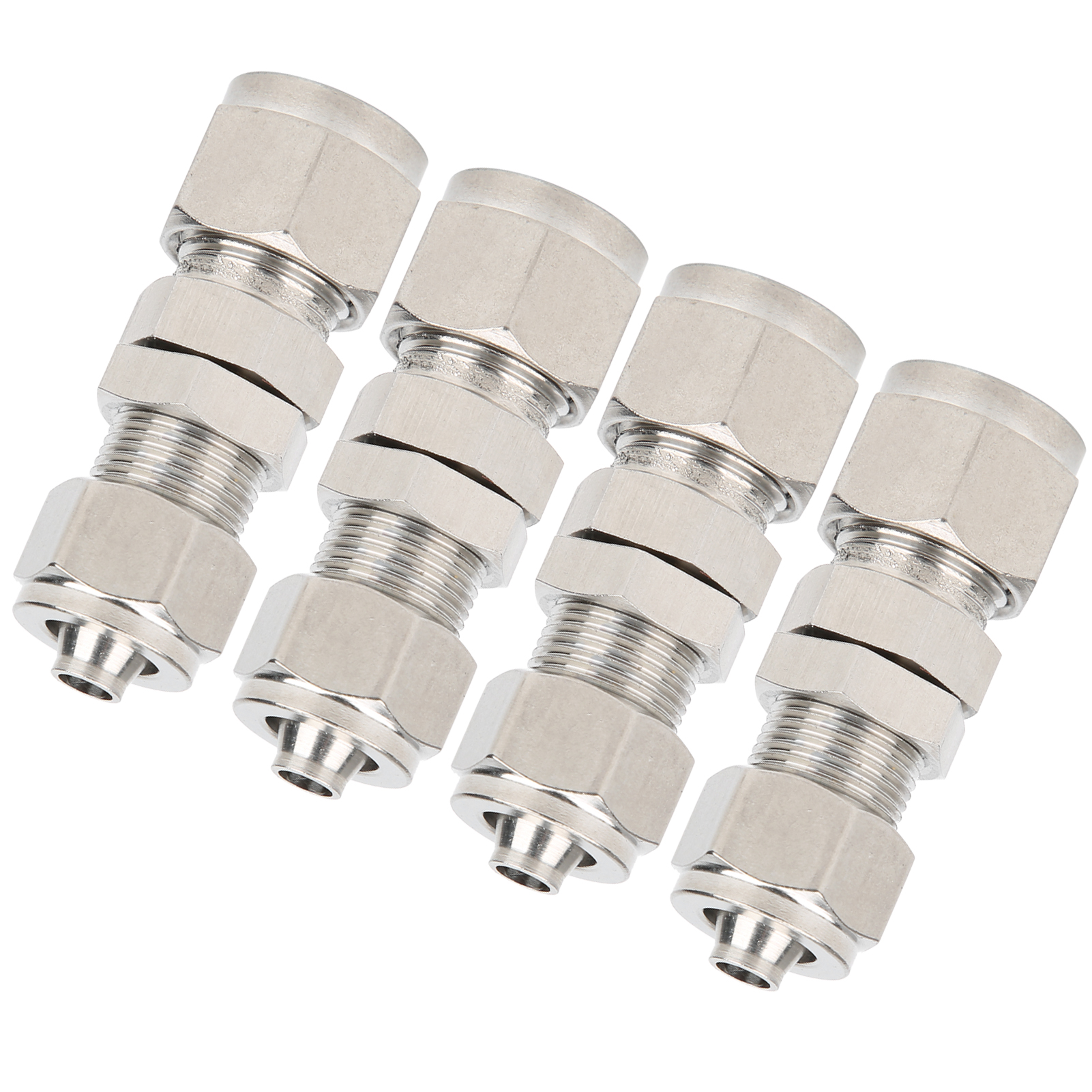 4 Kompressionsverschraubungen, 2-punkt-durchgangsverbinder, Edelstahl 304, Ф10x6,5