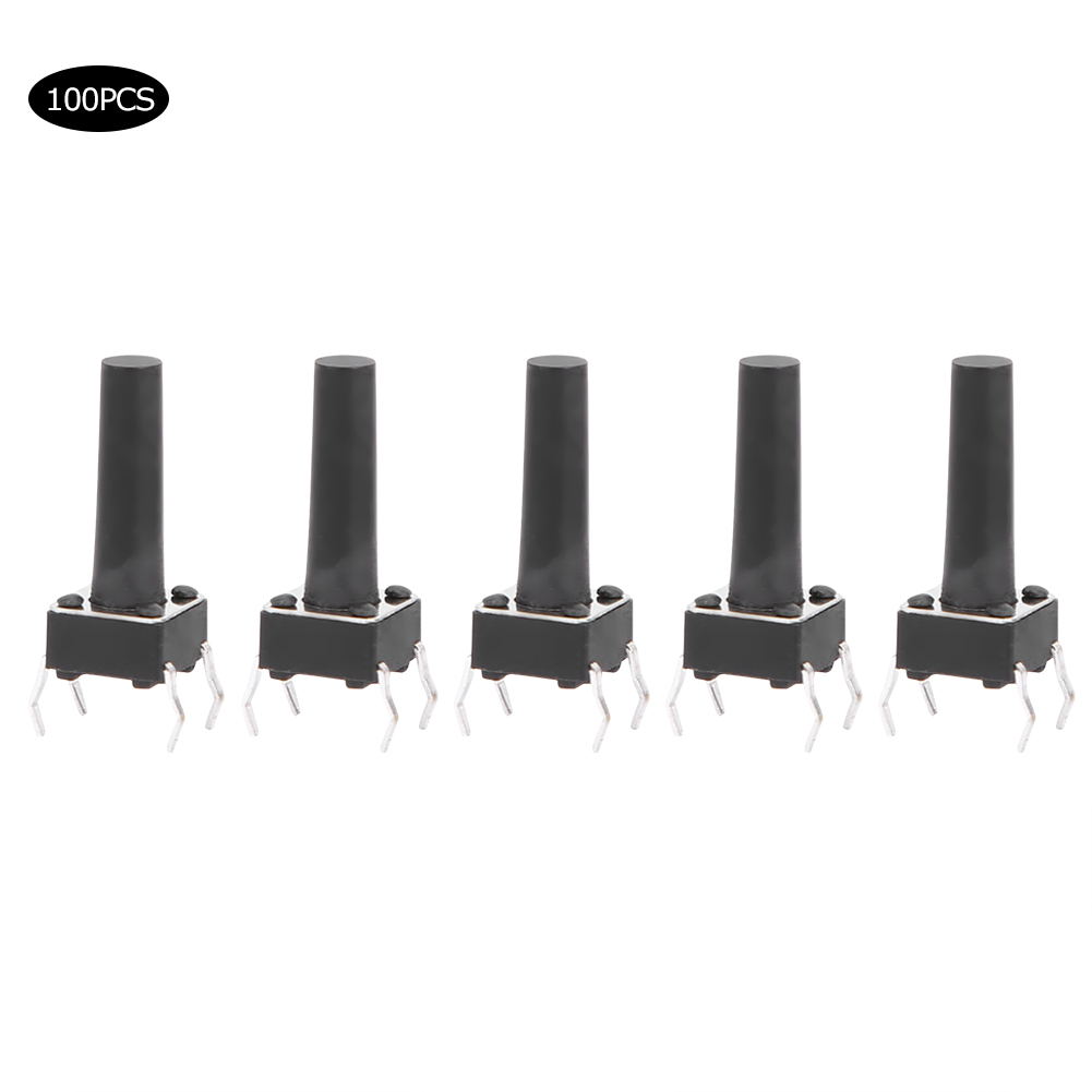 100 Mikrotaster Für Momentkontakte, Aus Technischem Kunststoff, 12 V Dc, 50 Ma, Dip-gehäuse, 6 X 6 X 15 Mm