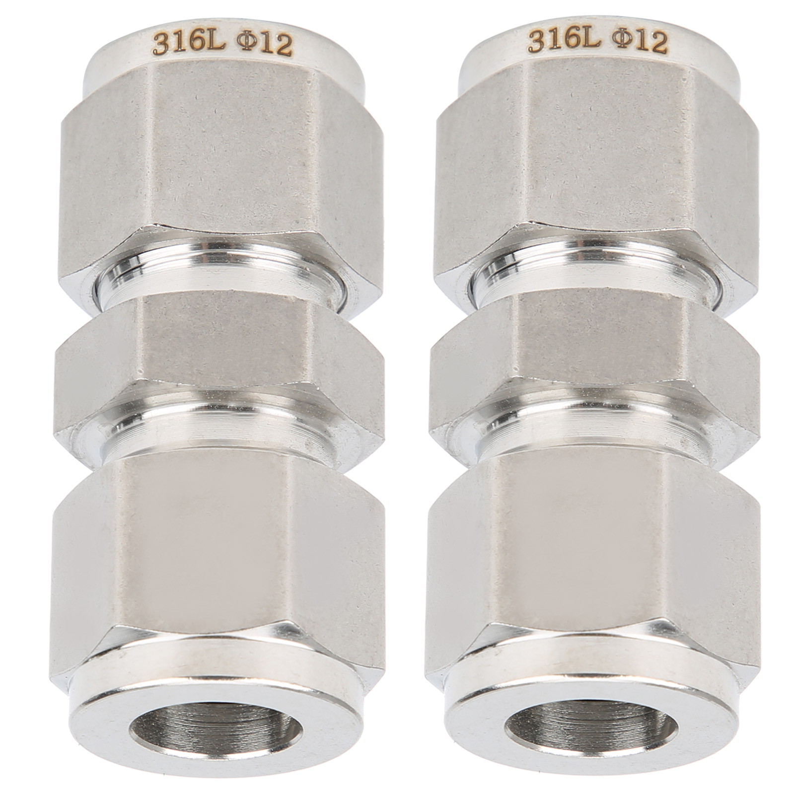 2 Stück Gerade Doppelring-klemmverschraubungen Aus Edelstahl 316 (ф12)