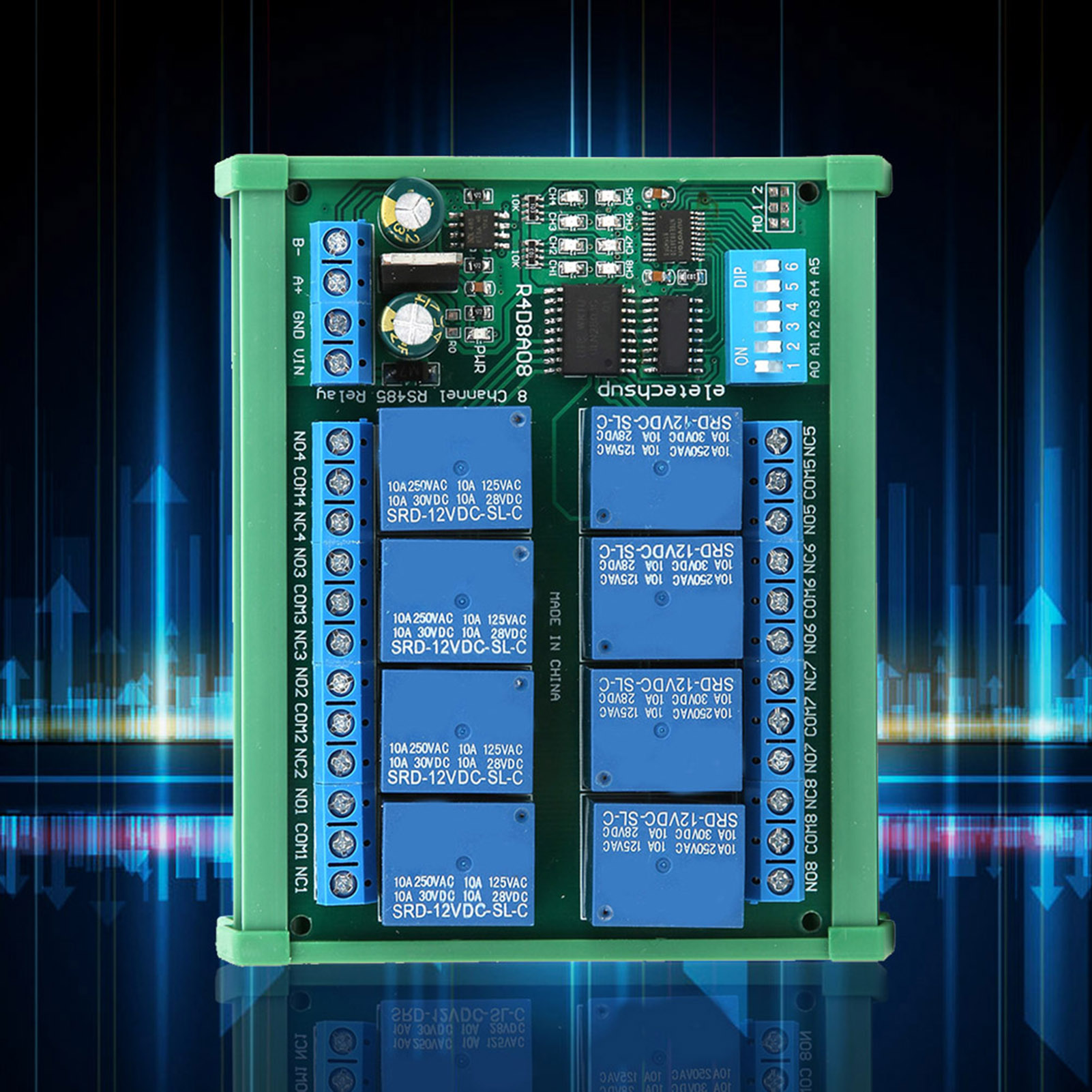 12v 8-kanal Rs485 Plc-relais-erweiterungskarte Für Fernsteuerungs-rtu-protokoll (r4d8a08 Ravec-botier Für Din-schiene)