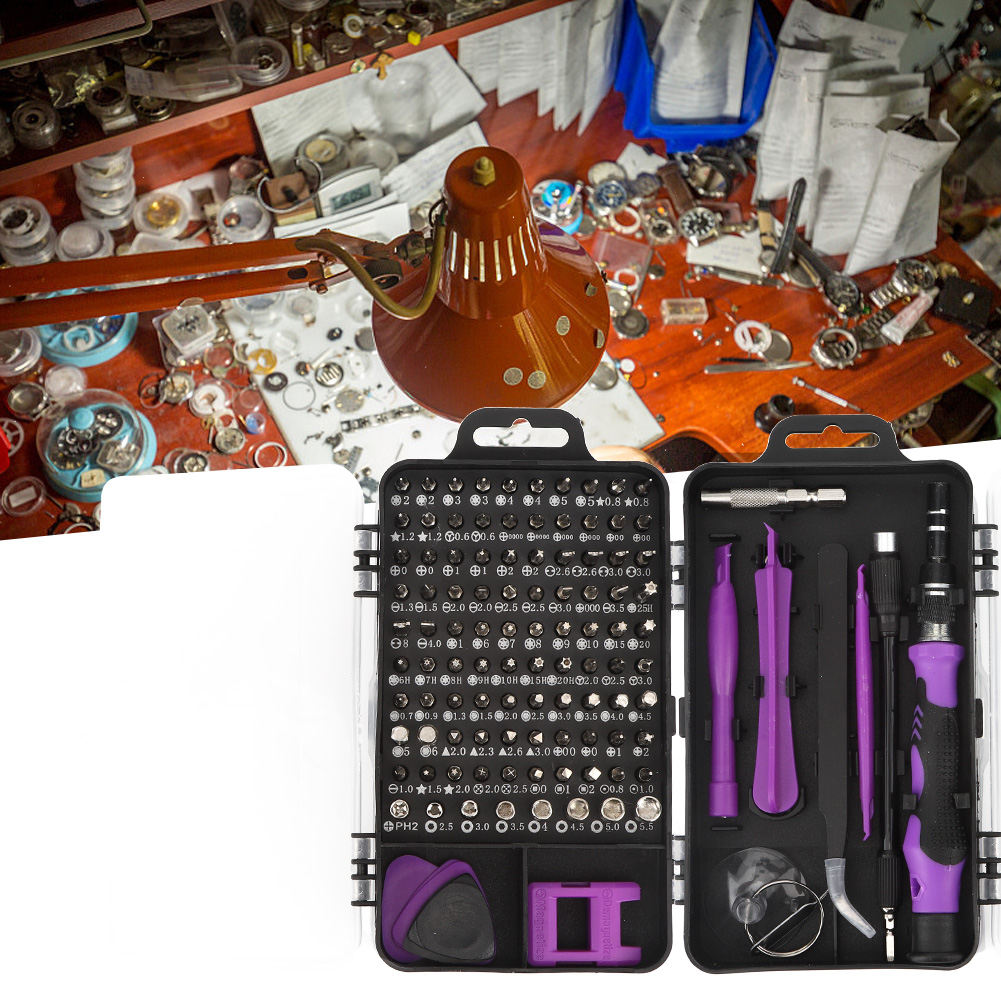115-in-1 Schraubendreher-set, Multifunktionswerkzeug Für Die Reparatur Und Demontage Von Uhren Und Mobiltelefonen, Lila