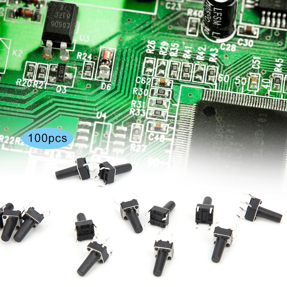 100 Taster, Kompaktes Gehäuse Aus Technischem Kunststoff, Dip-gehäuse, 12 V Dc, 6 X 6 X 12 Mm