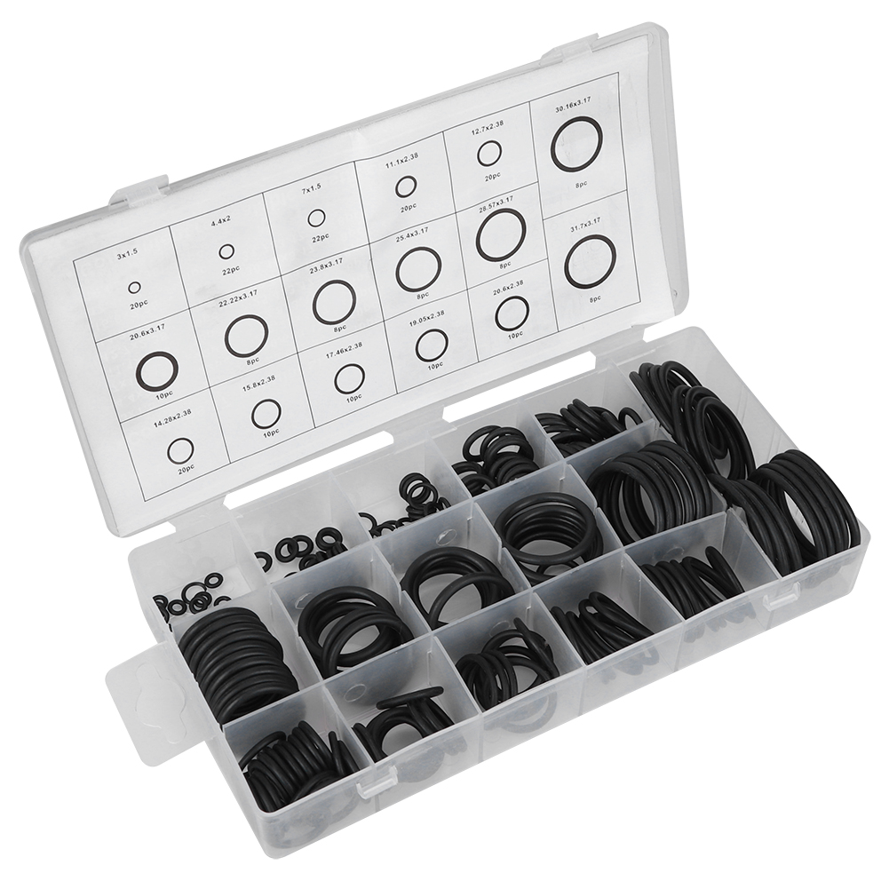 222-teiliges Sortiment An O-ring-dichtungssätzen Aus Gummi, O-ring-unterlegscheiben-sets Für Die Automobilindustrie, Den Maschinenbau Und Andere Anwendungen
