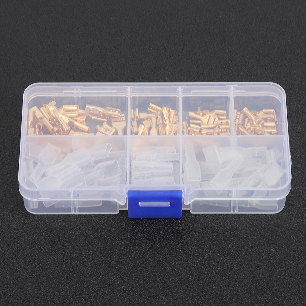 Set Mit 120 Klemmen Aus Gold- Und Kupferdraht (6,3 Mm, 4,8 Mm, 2,8 Mm) Mit Schutzkoffer Und Aufbewahrungsbox