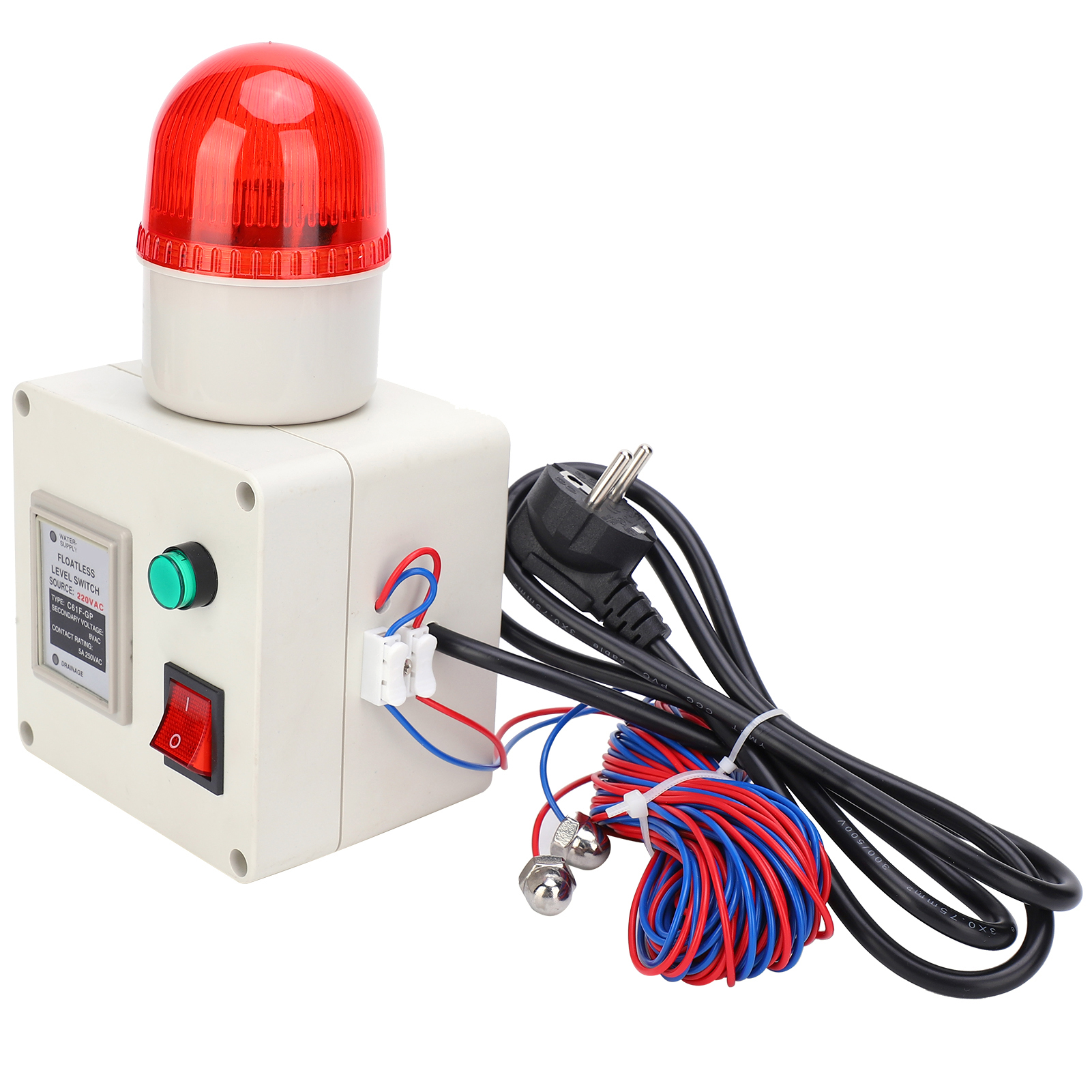Niedrigflüssigkeitsstandsensor Mit Wassermangelalarm (90 Db) Und Schalldämpfer, Eu-stecker, 220 V Wechselstrom