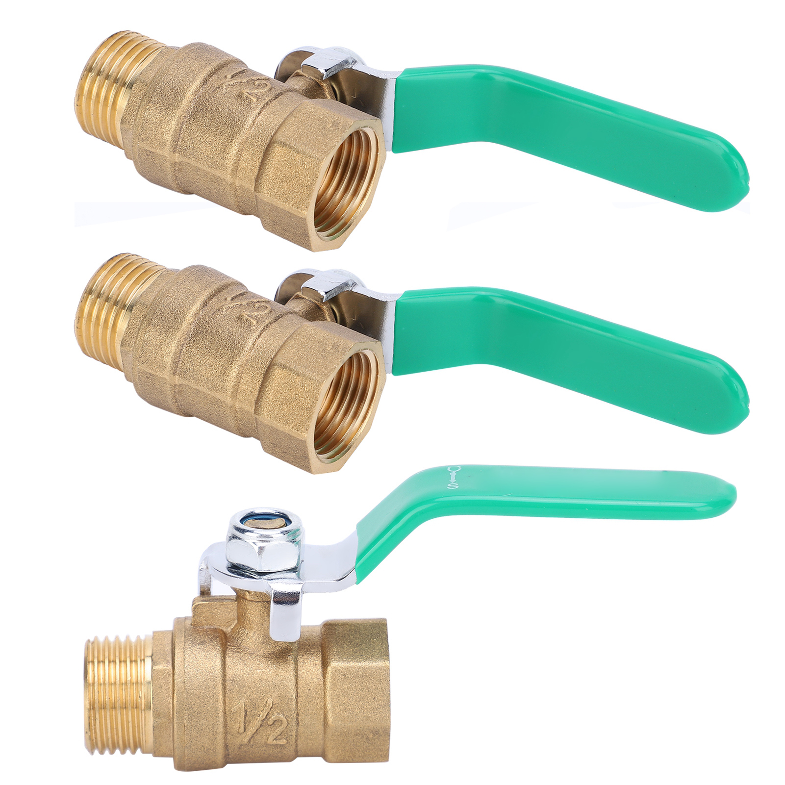 3 Stück Kugelhähne Für Wasserleitungen 1/2 Zoll, Innen- Und Außengewinde, Verdicktes Messing, Absperrventil