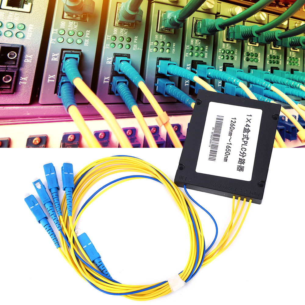 Singlemode-plc-glasfasersplitter Mit Geringer Einfügedämpfung, 1x4 Sc/upc-schnittstelle Für Die Hausverkabelung