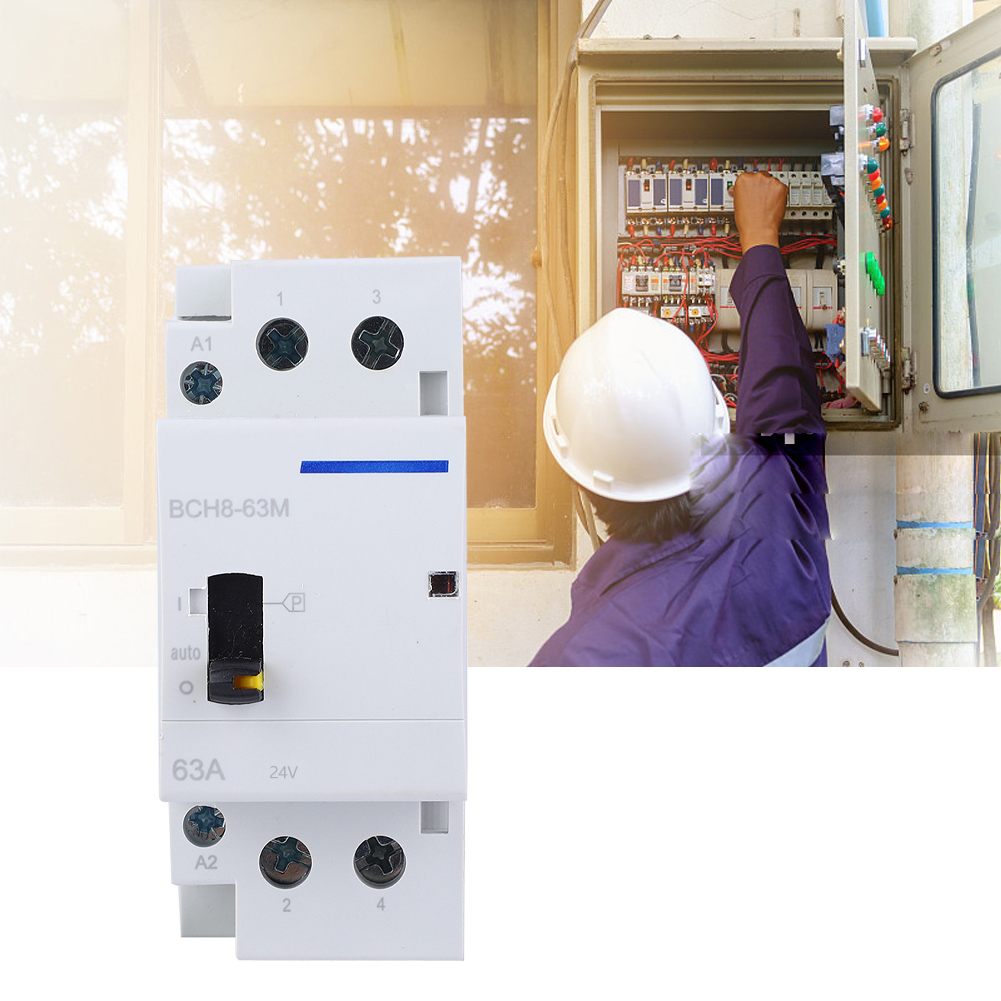 Bch8-63m 2p 63a 24v Ac-schütz Für Den Hausgebrauch Auf Din-schiene Mit Handschalter (1 Normalerweise Offen, 1 Normalerweise Geschlossen)