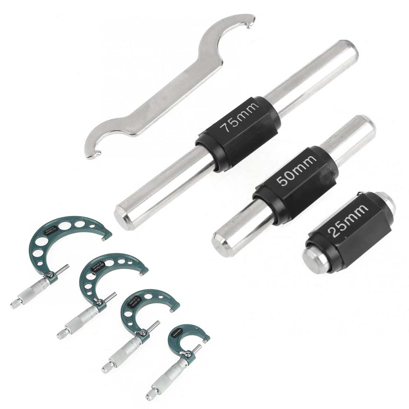 4 Metrische Außenmikrometer (0-100 Mm) Zur Dickenmessung Mit Gehäuse