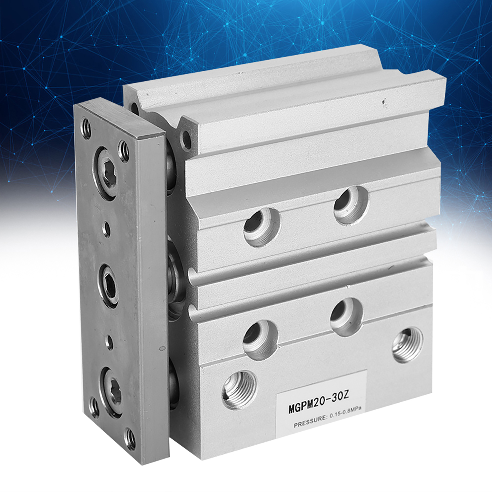 Mgpm20x30 3-stangen-doppelwirkungs-pneumatikzylinder, Pneumatikzylinder Aus Aluminiumlegierung, Bohrungsdurchmesser 20 Mm