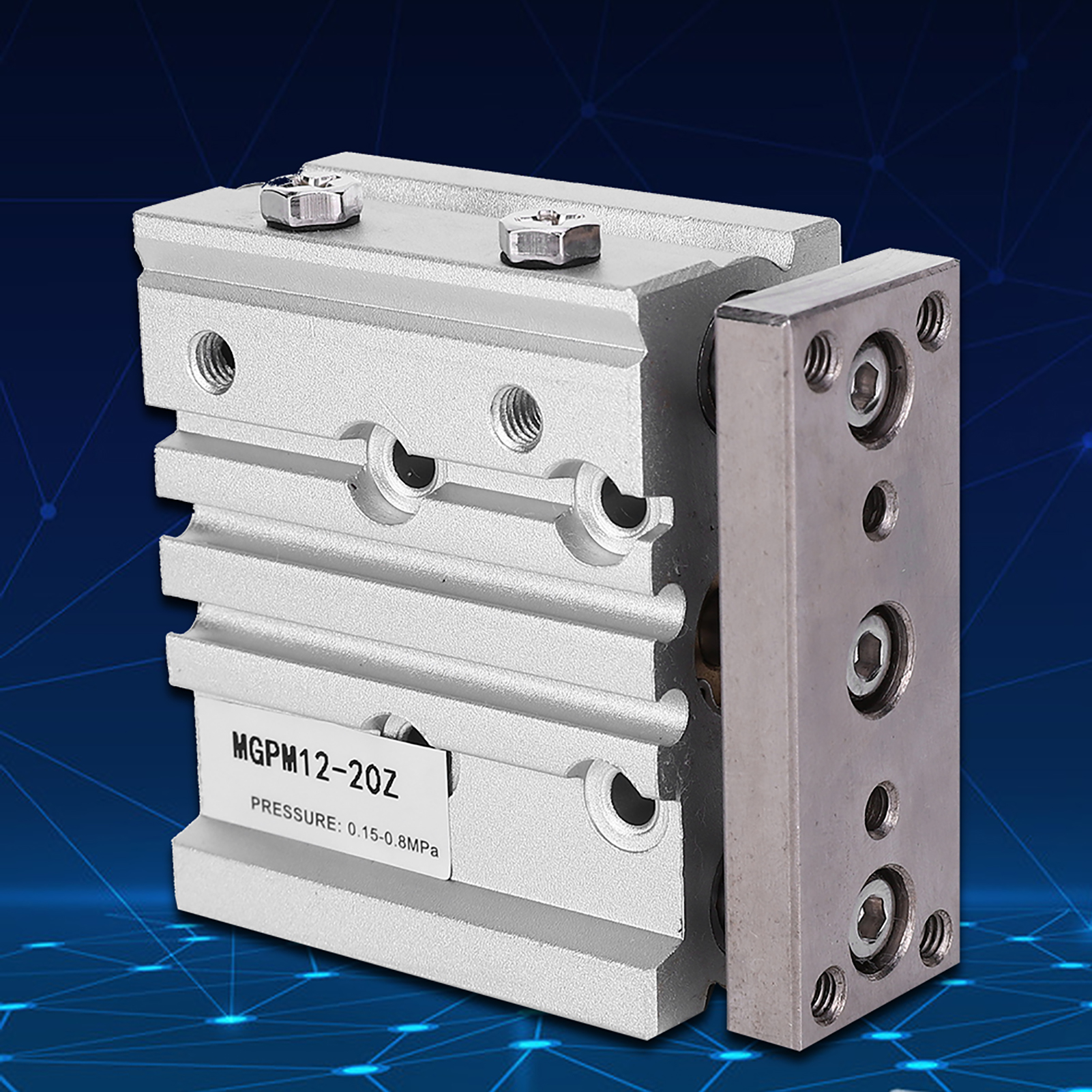 Mgpm12-20z Doppeltwirkender Pneumatikzylinder Mit 3 Kolbenstangen, Pneumatikzylinder Aus Aluminiumlegierung, Zylinderdurchmesser 12 Mm