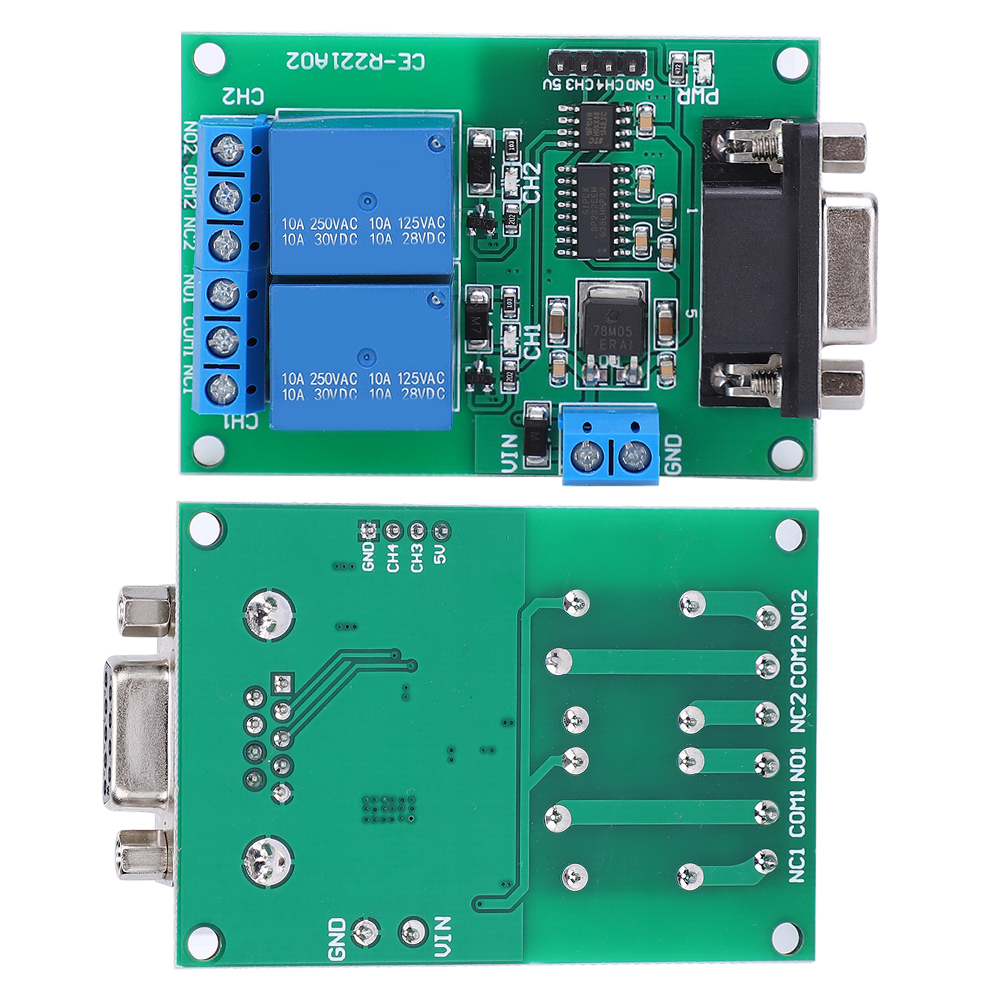 2-kanal-seriellport-relaismodul Mit Rs232-uart-protokoll, Db9-schnittstelle Und Tb351-fernbedienungsplatine