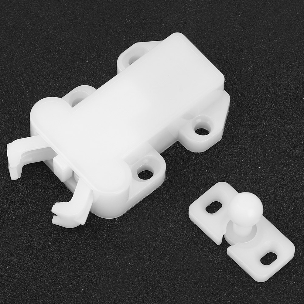 Set Mit 6 Nylon-schubladenriegeln Mit Puffermechanismus, Selbstverriegelnd, Möbelbeschläge, Zubehör, Weiß