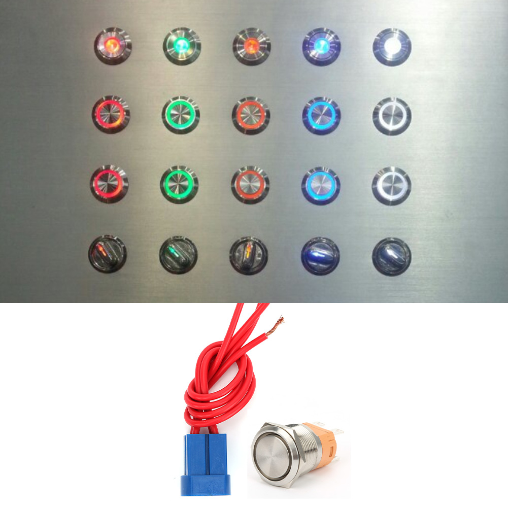 22-mm-drucktaster, 250 V Wechselstrom, 20 A, Metall-drucktaster Mit Flachem Kopf Und 4-poliger Buchse, Selbstverriegelnd