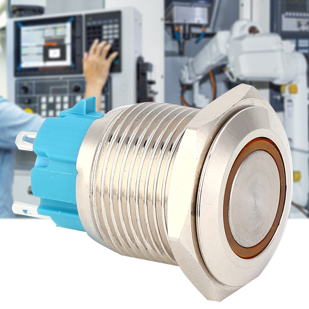 2 Stück. 12–24 V Dc, 16 Mm, Selbstverriegelnde, Gelbe Lichtknöpfe Aus Metall