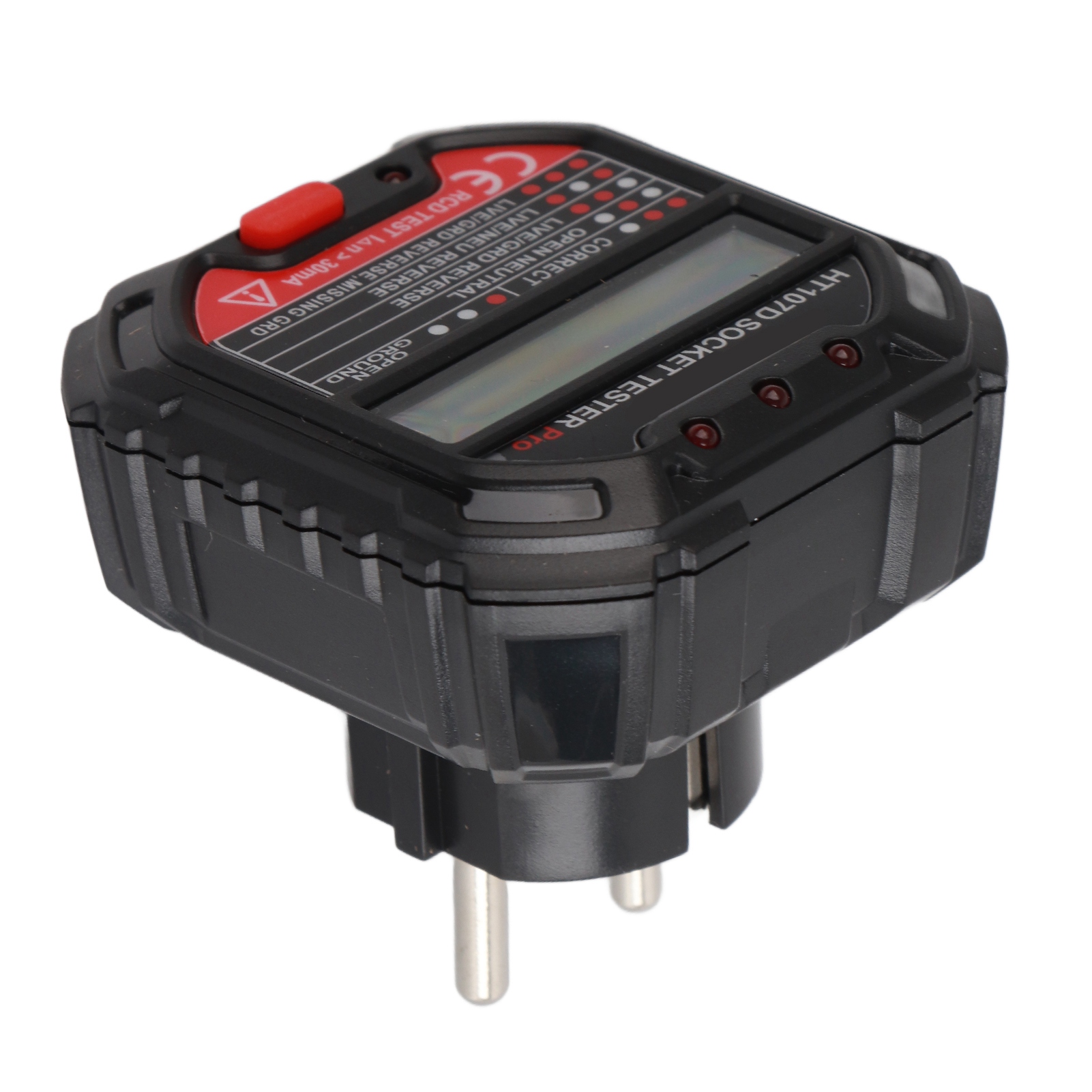 Ht107d Steckdosentester Mit Lcd-anzeige, Netzfehlertester, Elektroskop, Eu 90–250 V