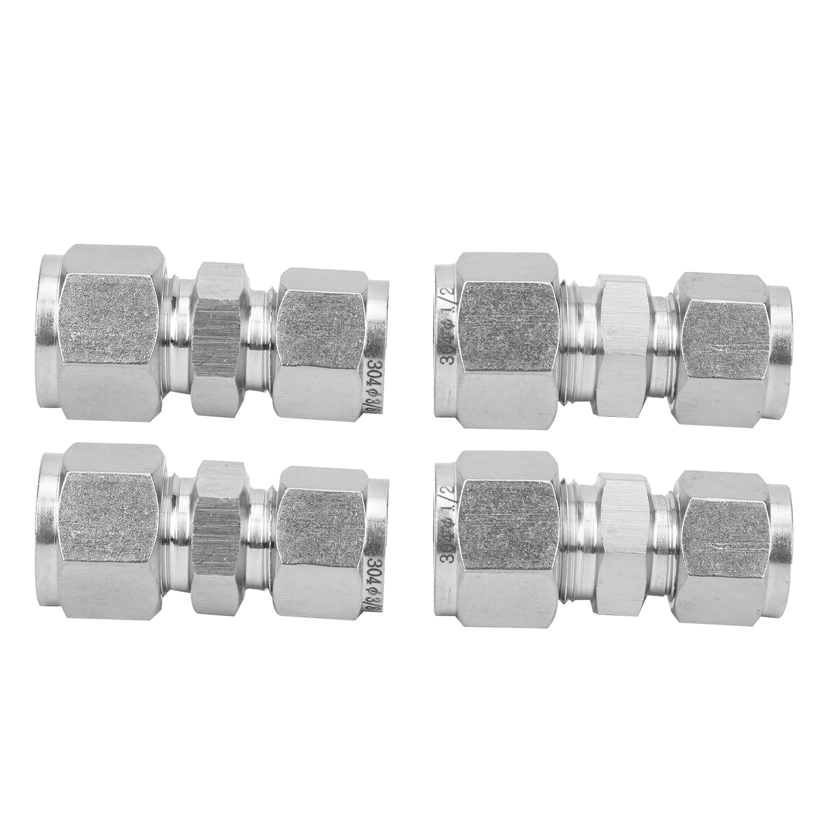 4 Gerade Doppelring-klemmverschraubungen Aus Edelstahl Für Rohre (ф3/8-ф1/2)