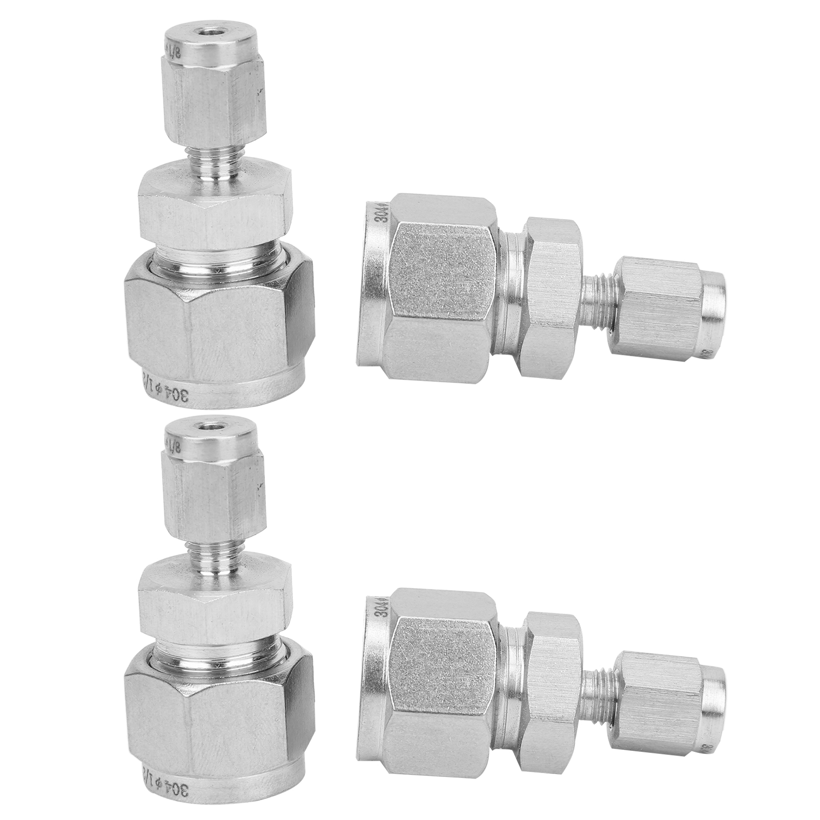 4 Gerade Doppelring-klemmverschraubungen Aus Edelstahl Für Rohre (ф1/8-ф1/2)