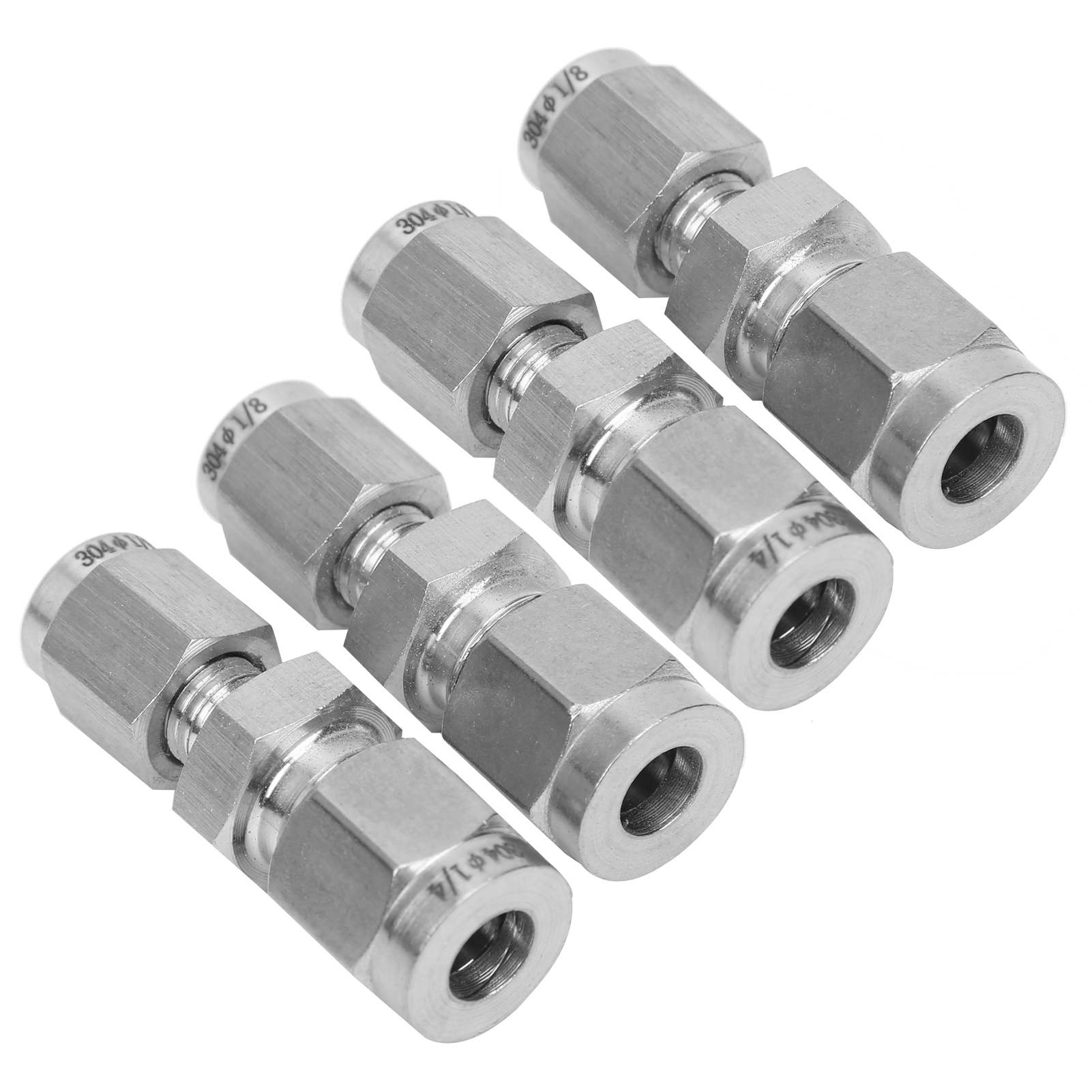 4 Stück Gerade Doppelring-klemmverschraubungen Aus Edelstahl Für Rohre (ф1/8ф1/4)