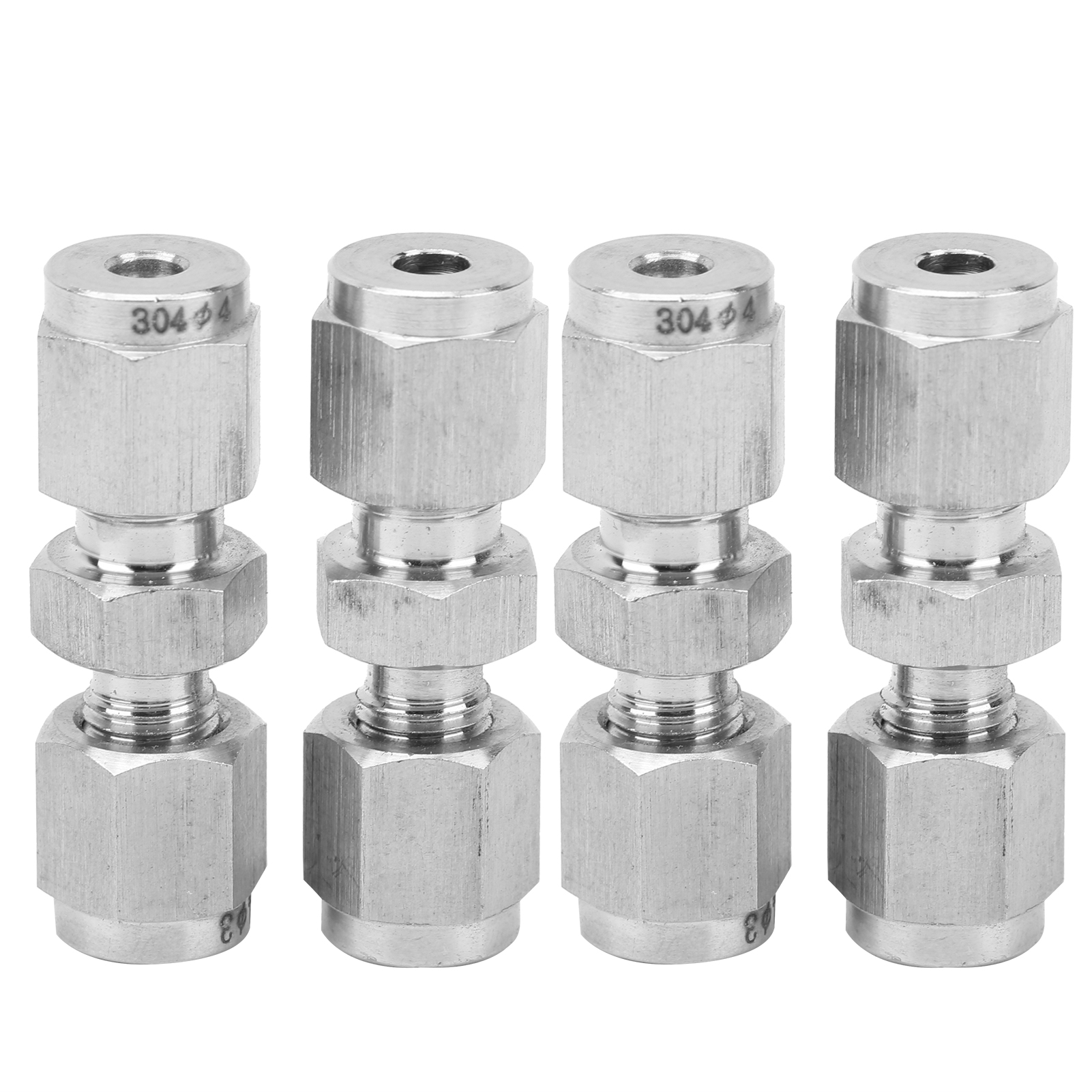 4 Kompressionsrohradapter, Edelstahl 304, Doppelkompressionsring-reduzierring, Gerader Ф3/ф4-reduzierring