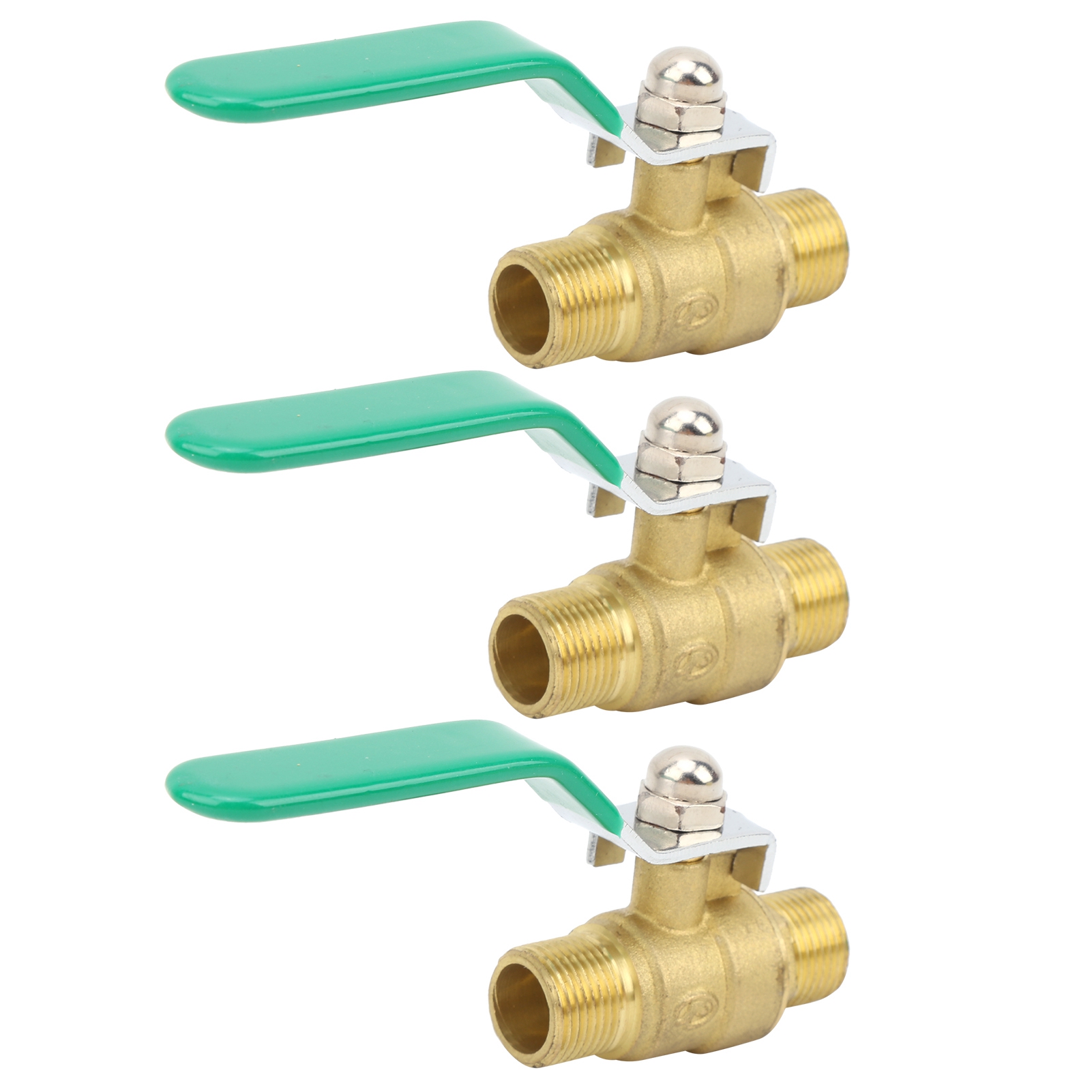 3-teiliger Kugelhahn Für Wasserleitungen, 3/8-zoll-doppelgewinde, Massives Messing, Abflussabsperrventil