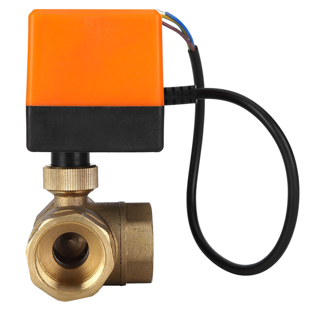 L-förmiges Motorisiertes Kugelventil, Messing Orange, Elektrisches Ventil, 3-adrig, Bidirektionale Steuerung, 1,6 Mpa, 6 W, 220 V Ac, G1-lb