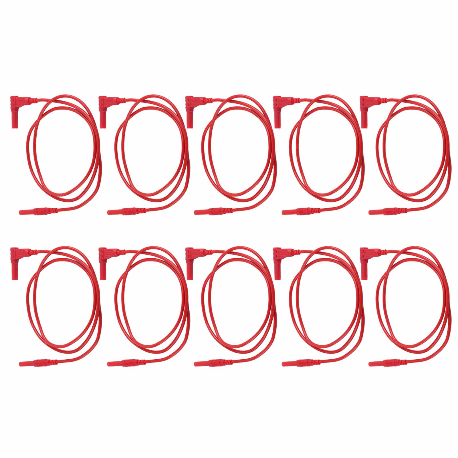 Satz Mit 10 Bananenstecker-prüfleitungen, Gerade Bis Drehbar, Stecker Auf Stecker, Teleskopierbar, Mit Schutz, J.70026, 4 Mm, Rot