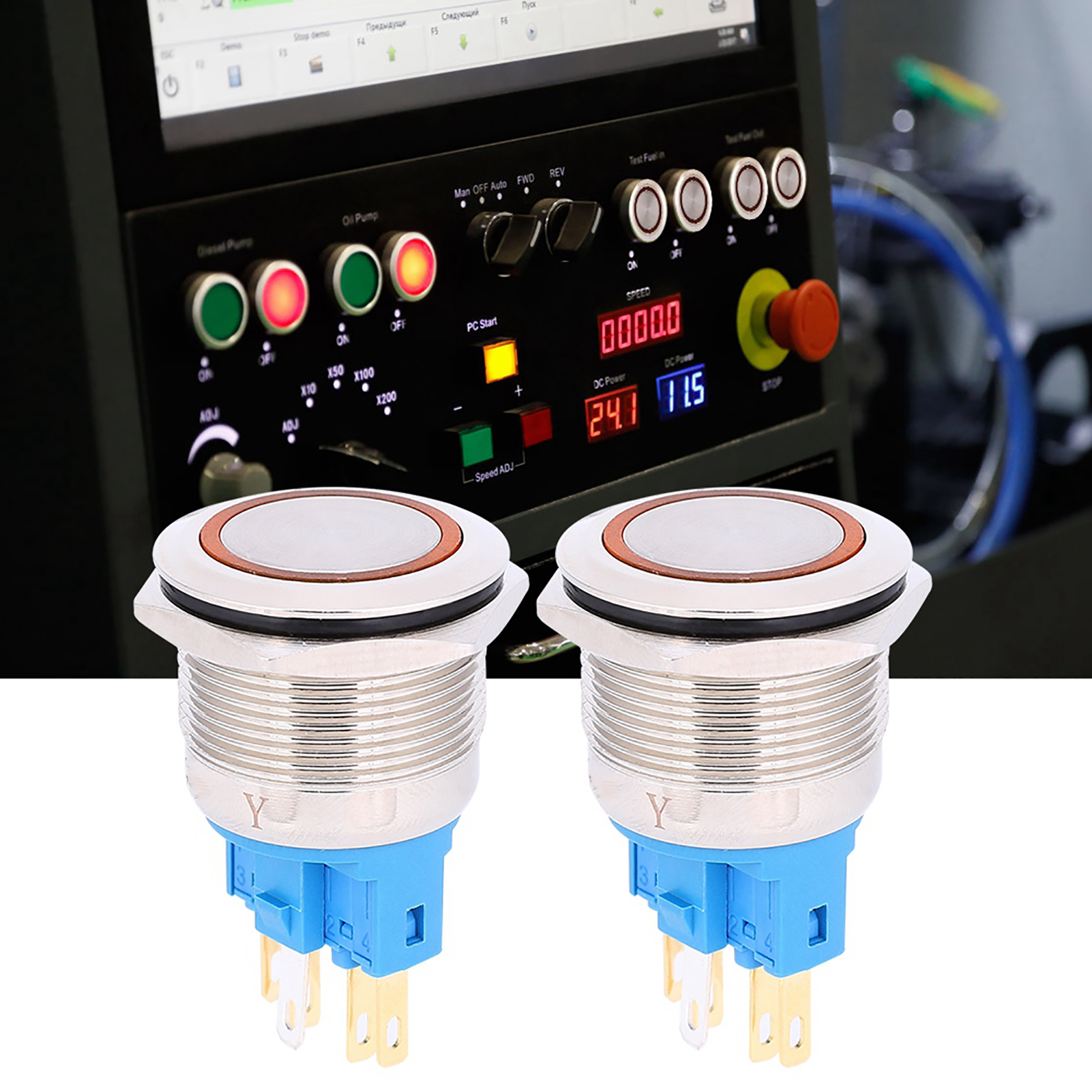 2 Stück 22 Mm Dc 3–6 V Ring-reset-taster, 6-polig, Ip65, Orange