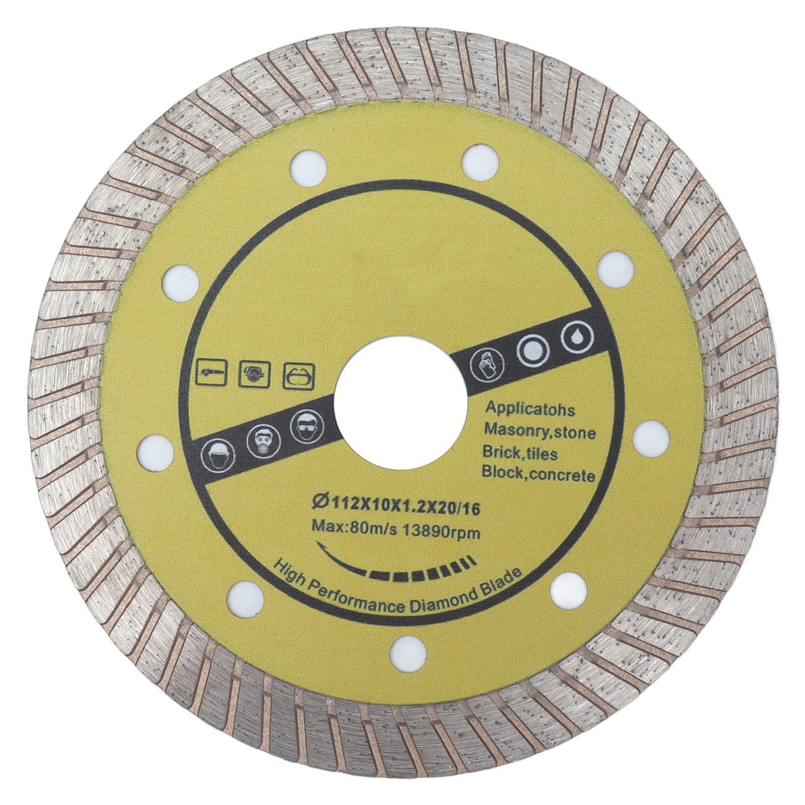 Diamanttrennscheibe Mit Durchgehendem Rand, Rund, Für Fliesen Und Beton, 58 Zähne, 112 Mm, Geeignet Für 20-mm-werkzeughalter