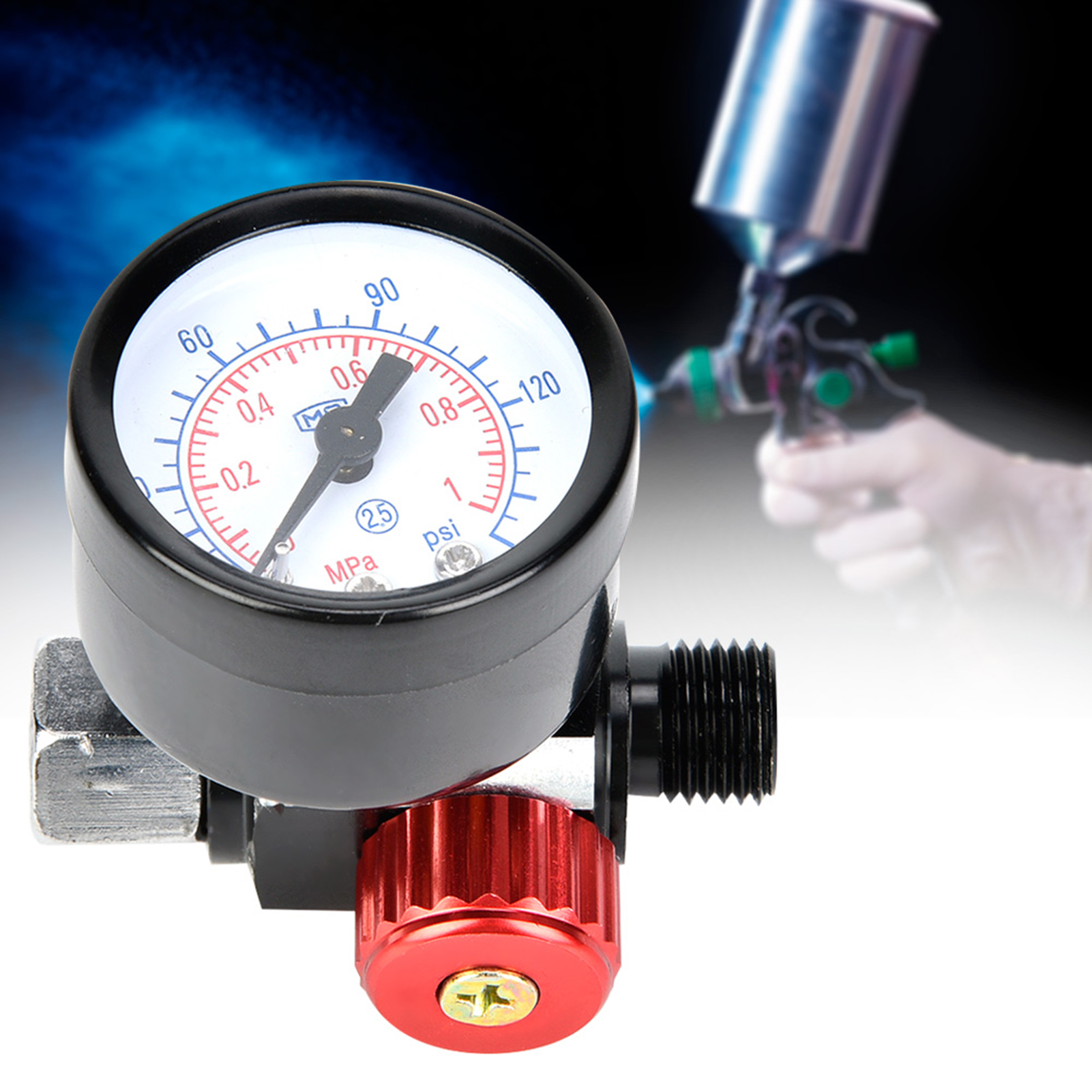 1/4-zoll-bsp-druckluftregler Mit Manometer Aus Aluminiumlegierung Für Spritzpistolen Und Druckluftwerkzeuge