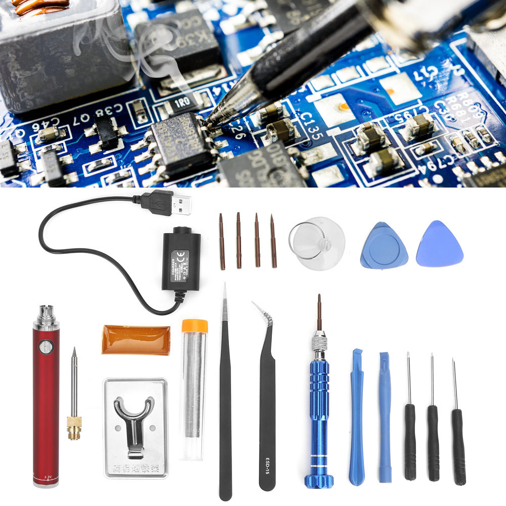 Usb-lötkolben-set Mit Ladefunktion, Tragbarer, Kabelloser Elektrischer Lötkolben, Schweißwerkzeug, Rot