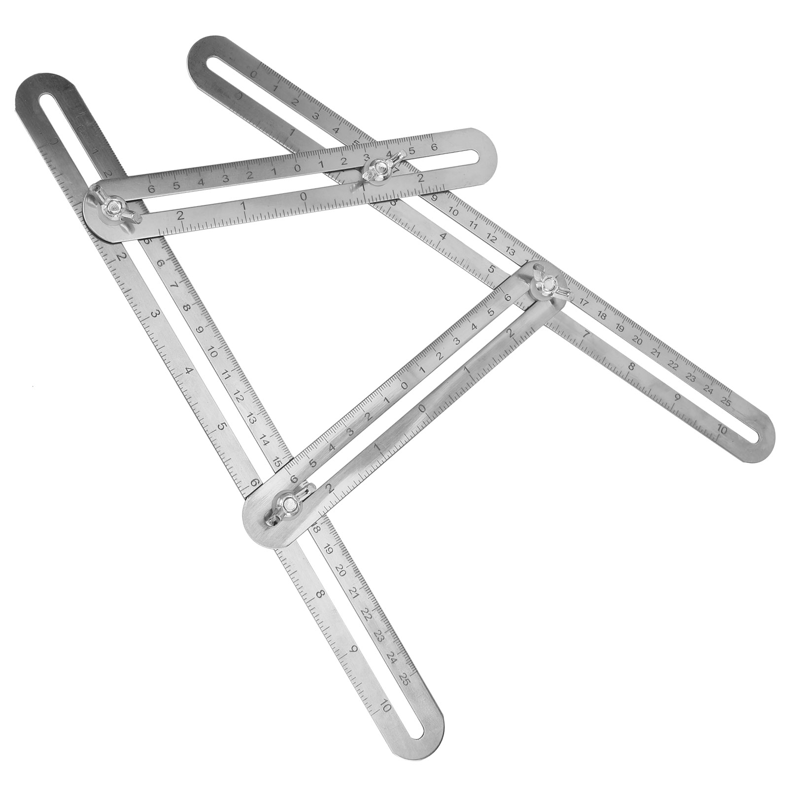 Vierseitige, Faltbare Messlineale Aus Edelstahl Mit Polygonaler Schablone Und Skala