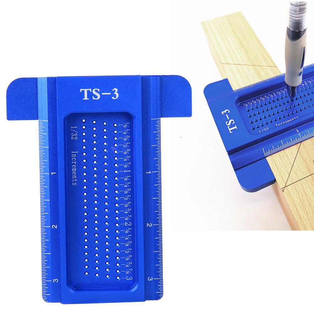 Ts-3 Aluminium-lineal, Messwerkzeug Für Holzbearbeitung, Miniatur-zeichennadel, Zubehör, Blau