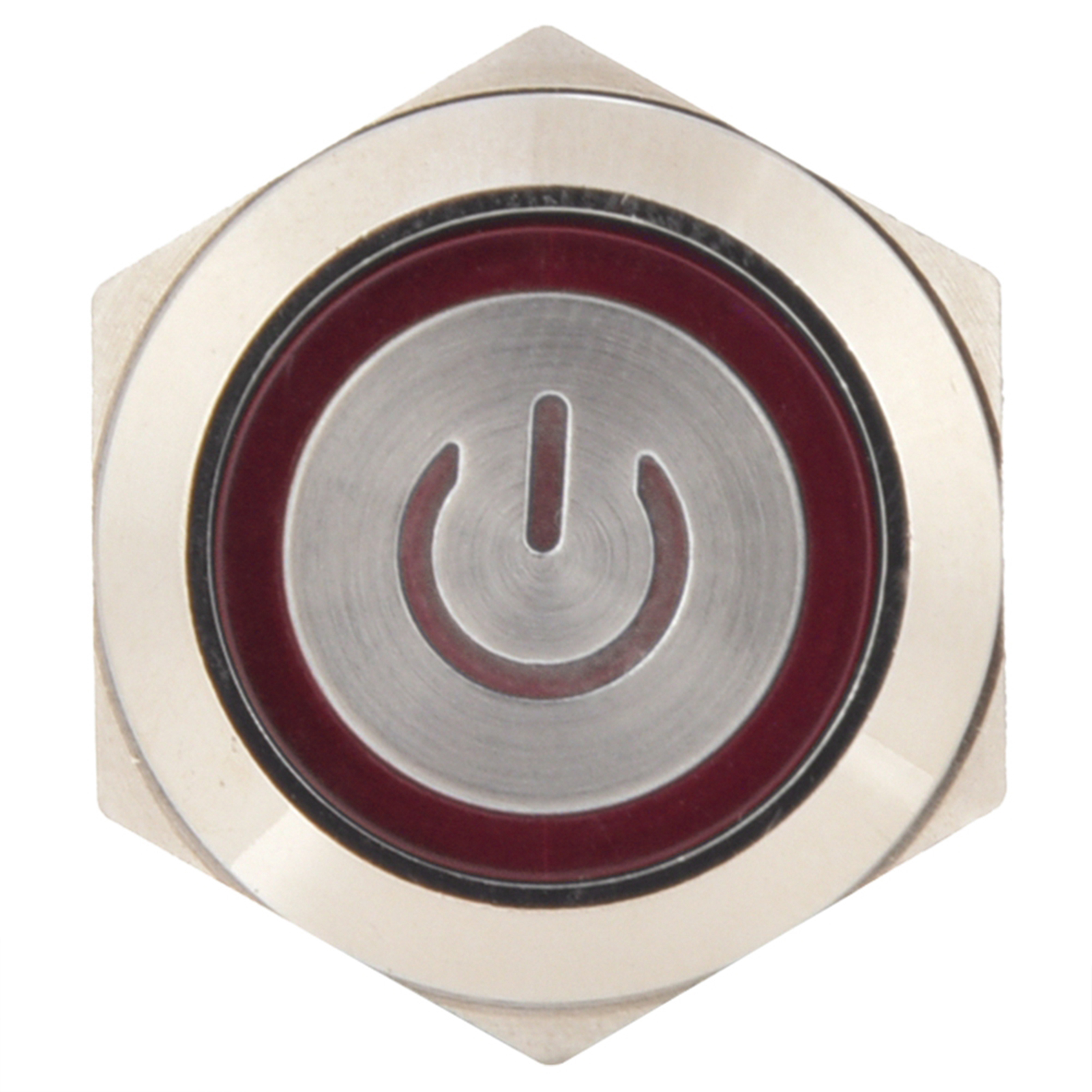2 Drucktaster, 4-polig, 19 Mm Runder Flachkopf, Edelstahlgehäuse Mit Hintergrundbeleuchtung, Schutzart Ip65, 12–24 V Dc, Rot