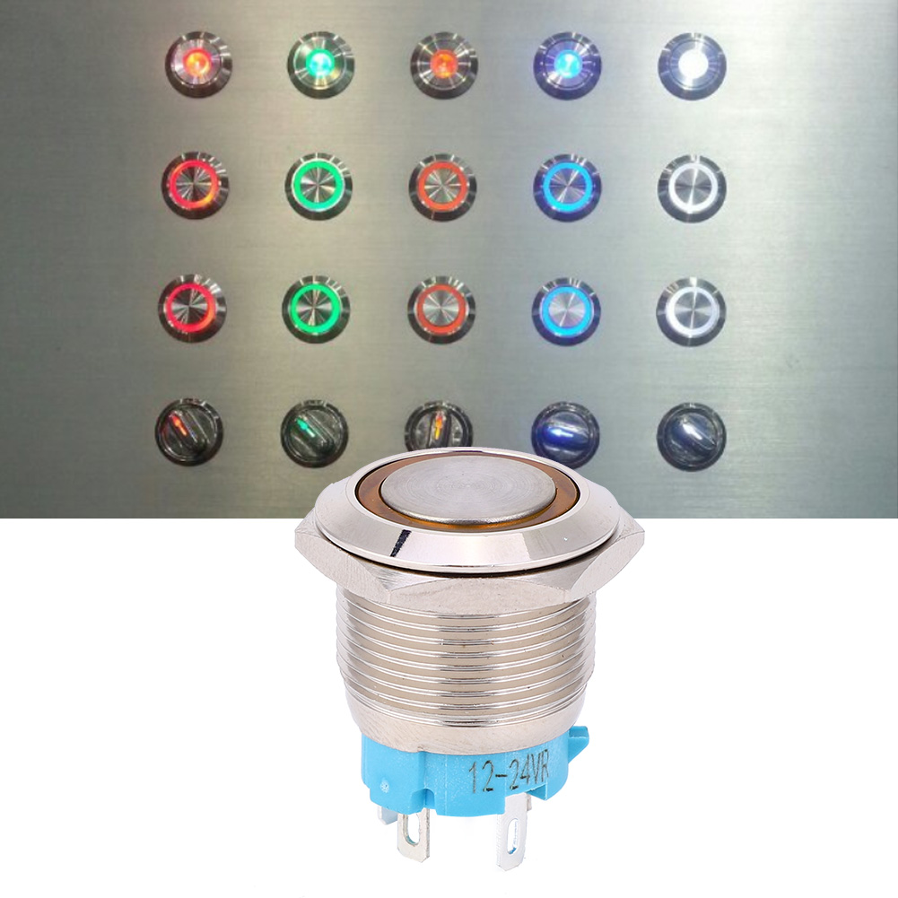 2 Stück 1224vdc 19mm Selbstverriegelnder Drucktaster 1no 4pin Metall-drucktaster (gelb)