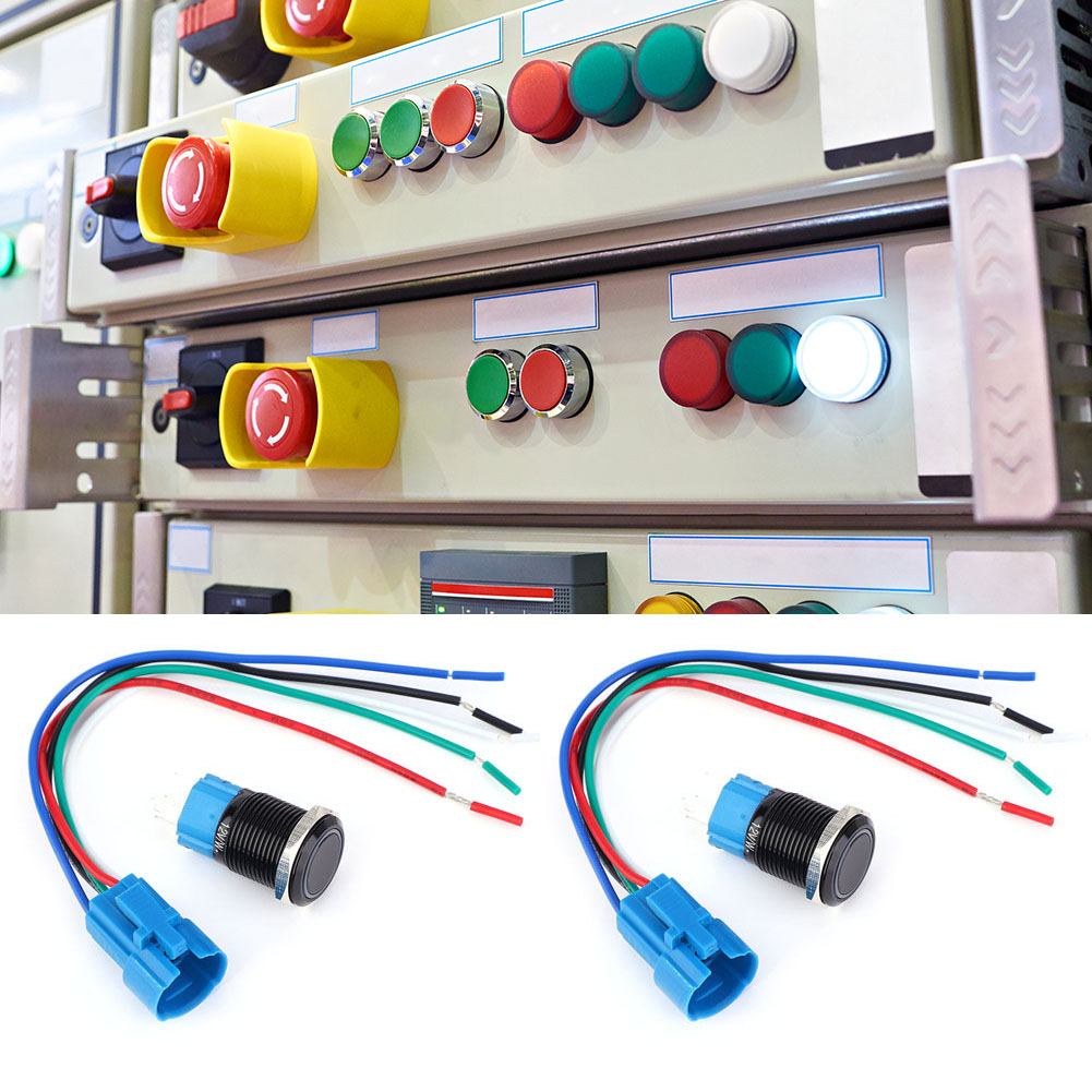 5-polige, Selbstrückstellende Metall-drucktaster-sets 1no1nc 12vdc 16mm Mit Kontrollleuchte (weiß)