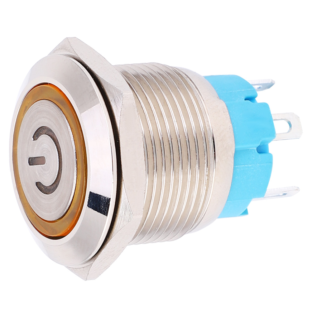 2 X Drucktaster 12–24 V Dc, Rund 19 Mm, 4-polig, Selbstrückstellend, Mit Statusanzeige, Gelb