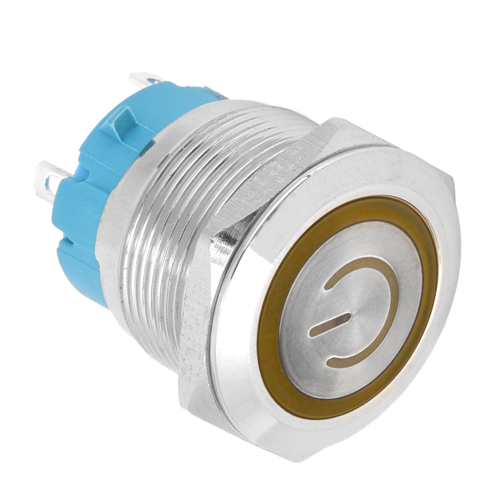 2 X 4-polige Drucktaster, 3–6 V Dc, Drehtaster Mit 22 Mm Flachkopf Und Betriebsanzeige, Gelb
