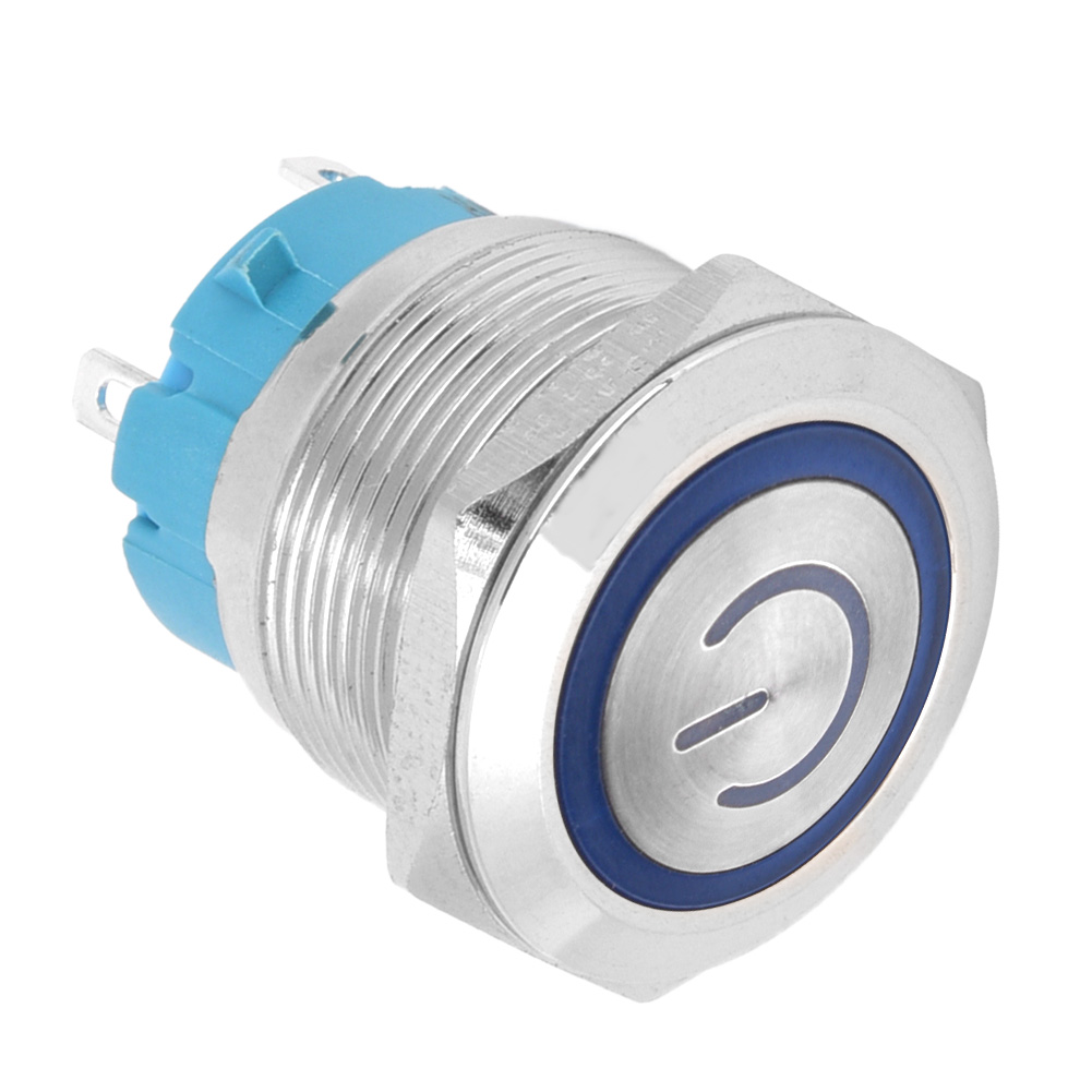 2 X 4-polige Drucktaster, 3-6 V Dc, Drehtaster Mit Flachem Kopf, 22 Mm, Mit Betriebsanzeige (blau)