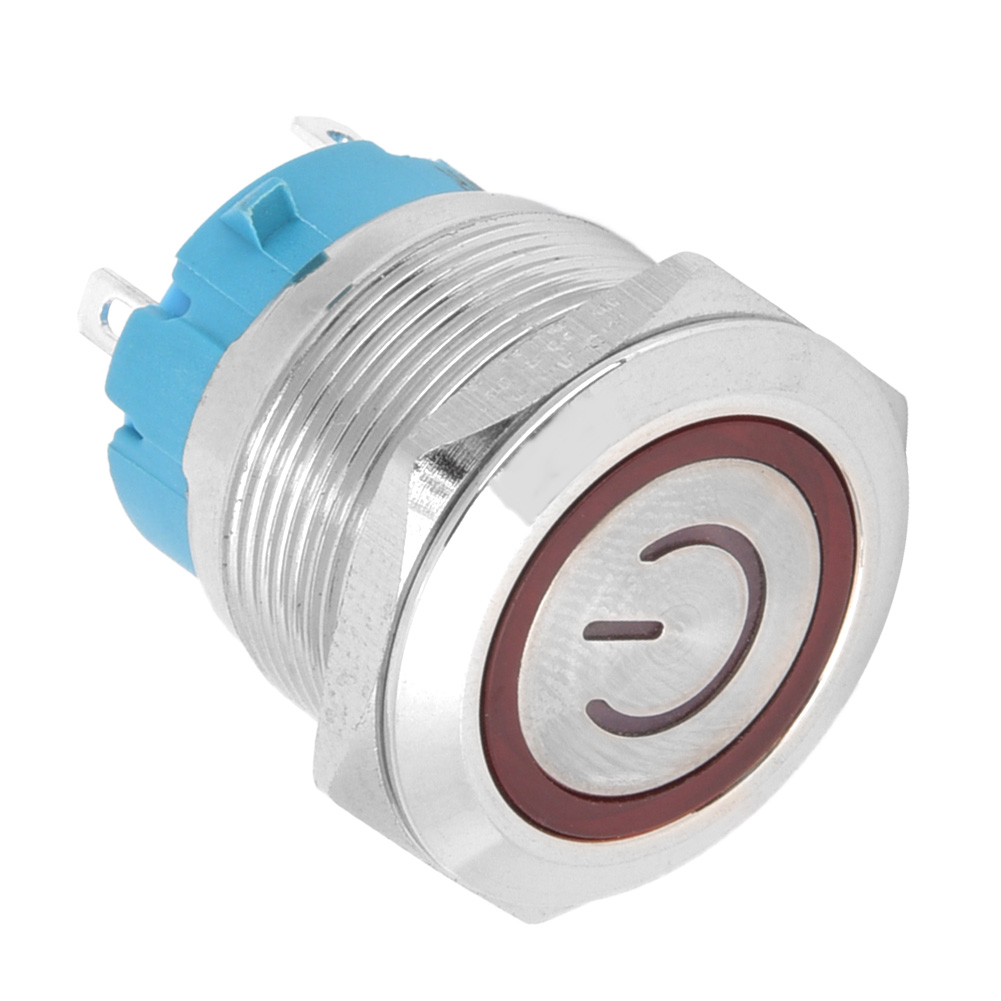 Flache Drucktaster Mit Selbstrückstellfunktion, Ip65, 220 V Ac, 22 Mm, 4-polig, Mit Kontrollleuchte (rot)