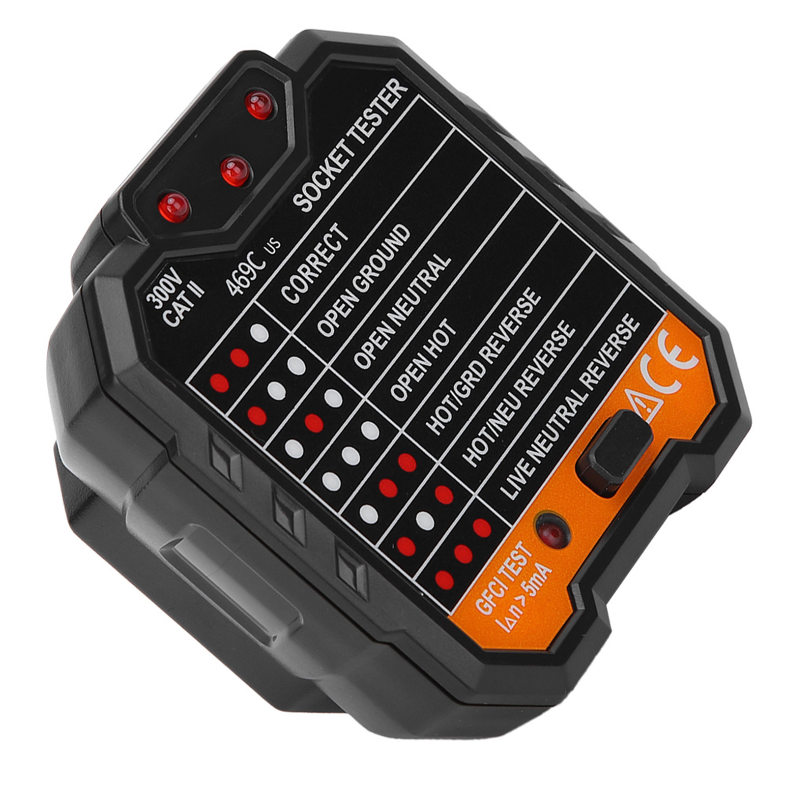 Tragbarer Netzfehlertester Mit Digitalanzeige, Steckdosentester 48–250 V, 45–65 Hz, Eu-stecker
